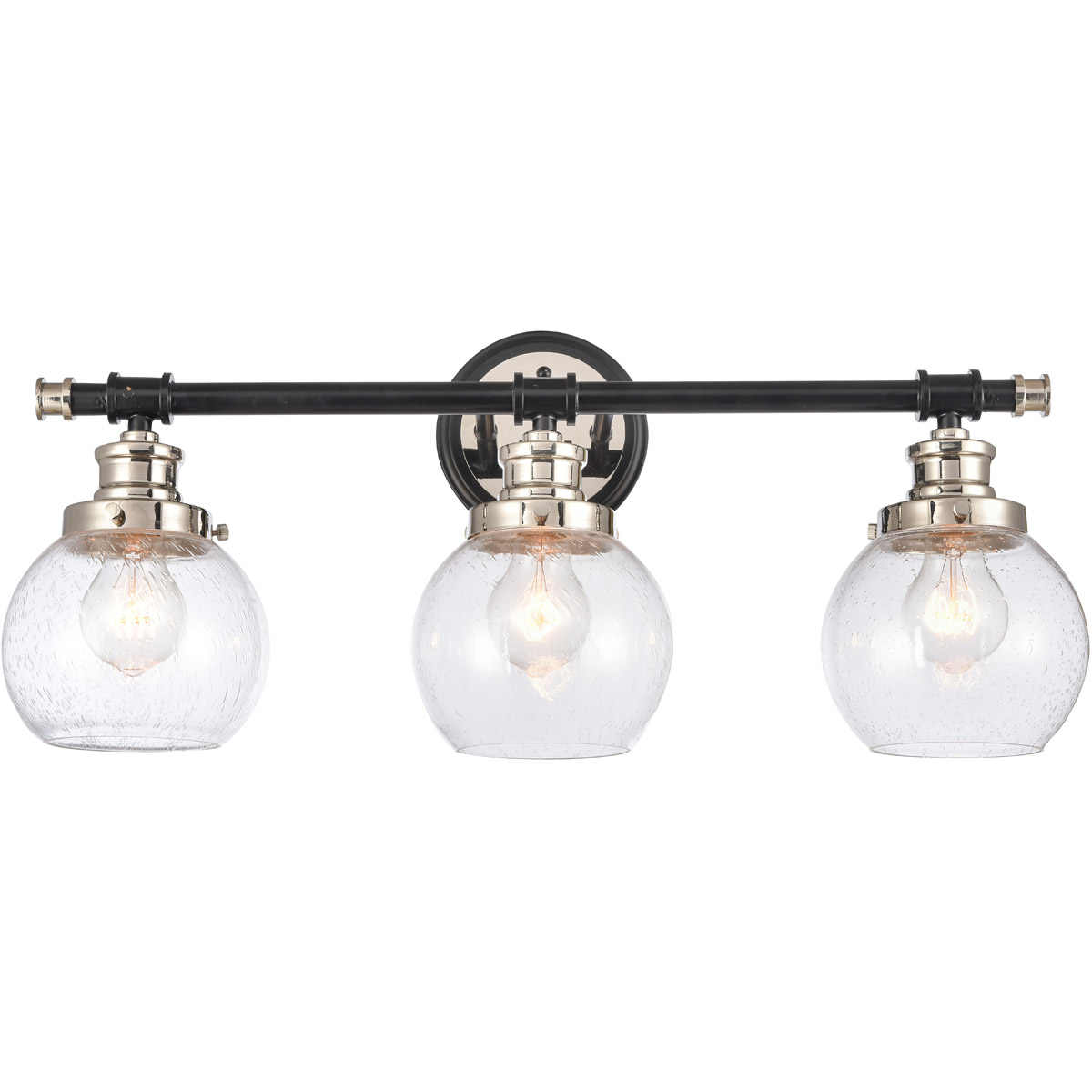 Saybrook LED 24.25 inch Black Polished Nickel Bath Vanity Light Wall Light in Seedy Glass