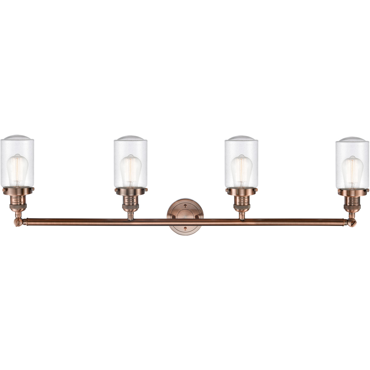 Franklin Restoration Dover LED 43 inch Antique Copper Bath Vanity Light Wall Light in Seedy Glass, Franklin Restoration