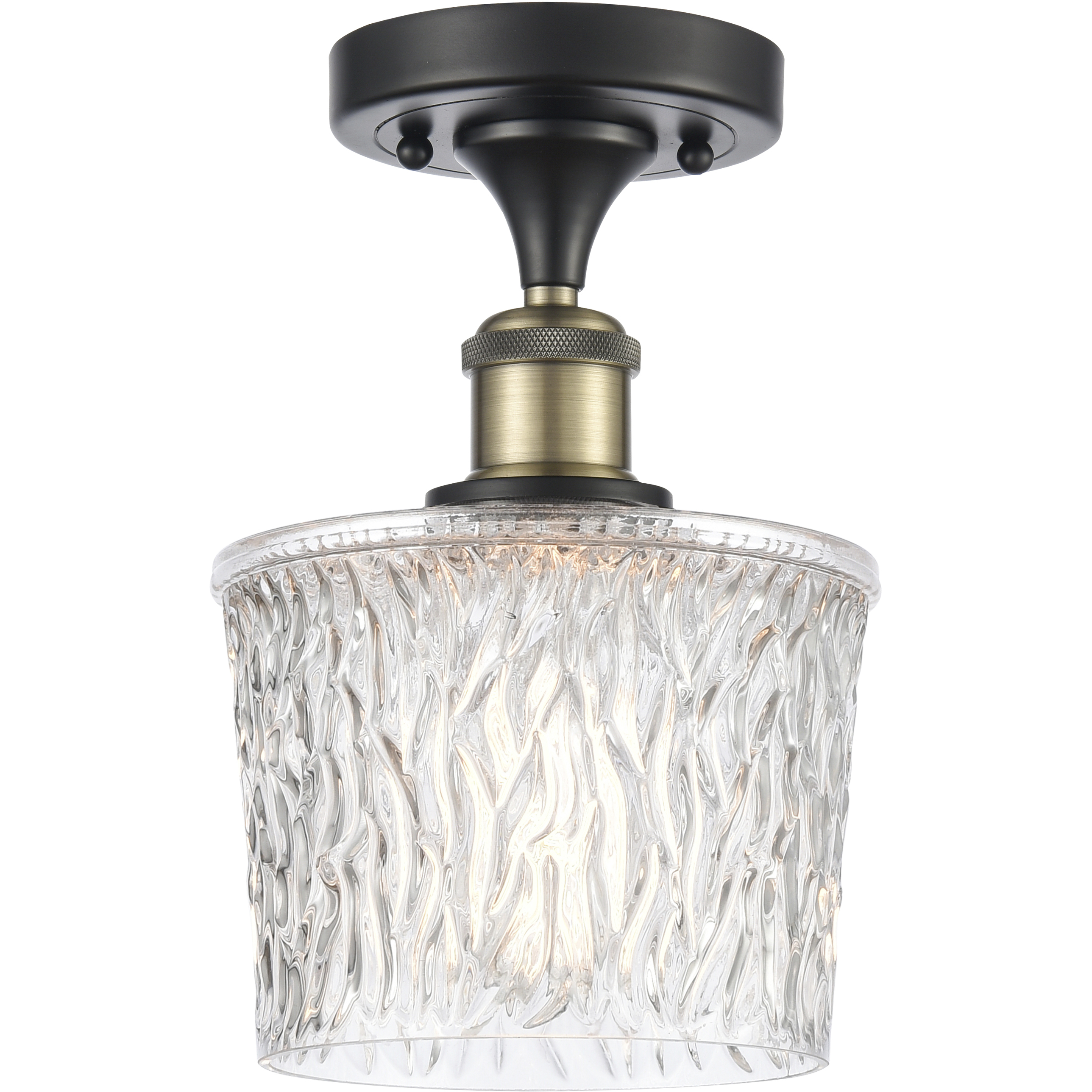Niagra 1 Light 6.5 inch Black Antique Brass Semi-Flush Mount Ceiling Light