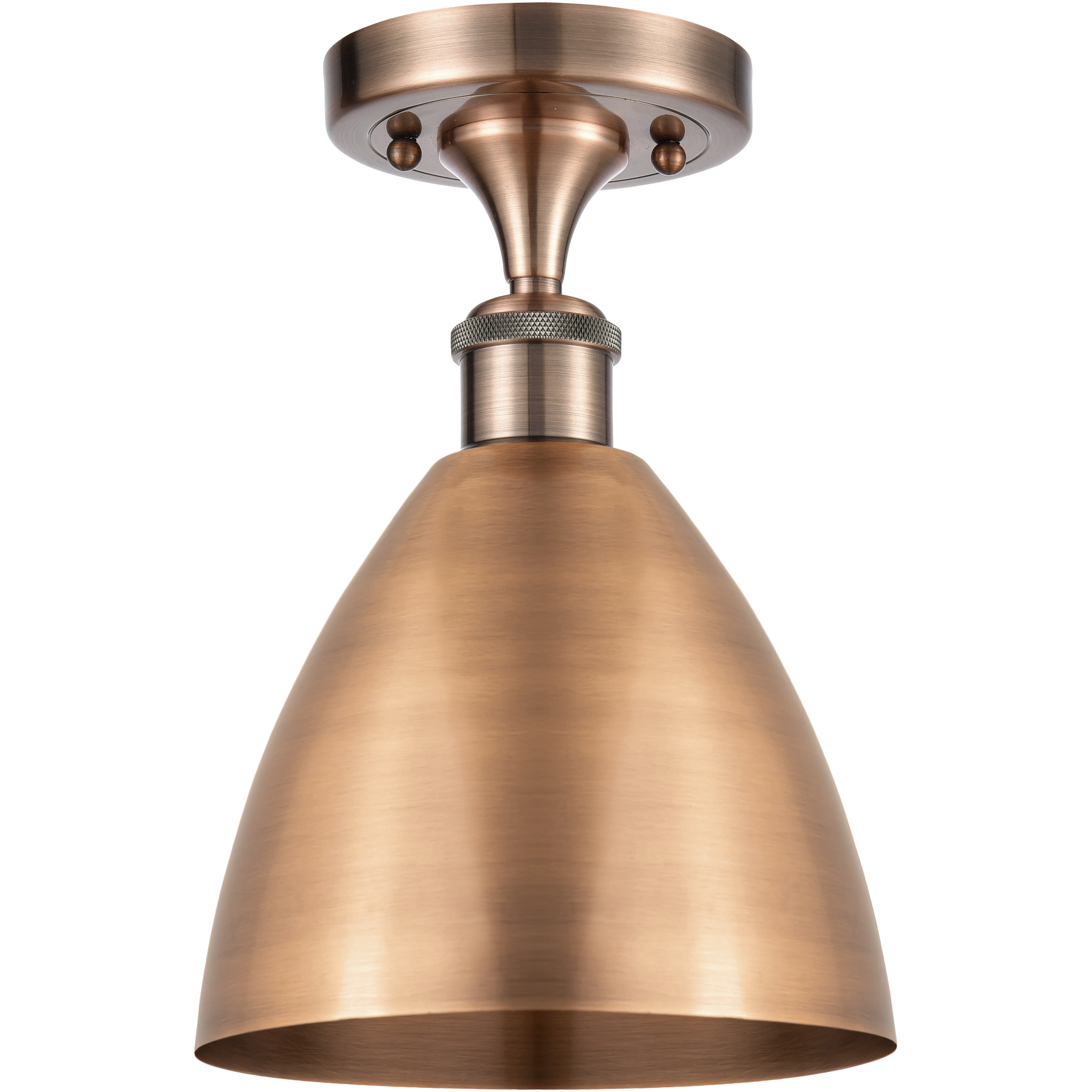 Metal Bristol 1 Light 7.5 inch Antique Copper Semi-Flush Mount Ceiling Light in Cone, .95 lb