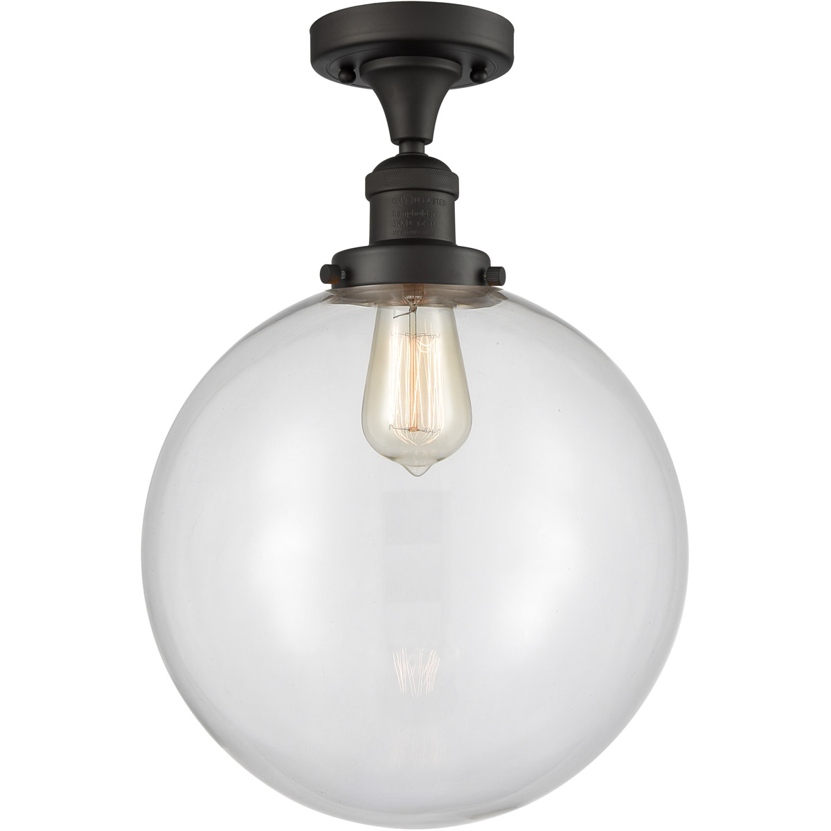 Franklin Restoration XX-Large Beacon LED 12 inch Oil Rubbed Bronze Semi-Flush Mount Ceiling Light in Clear Glass, Franklin Restoration