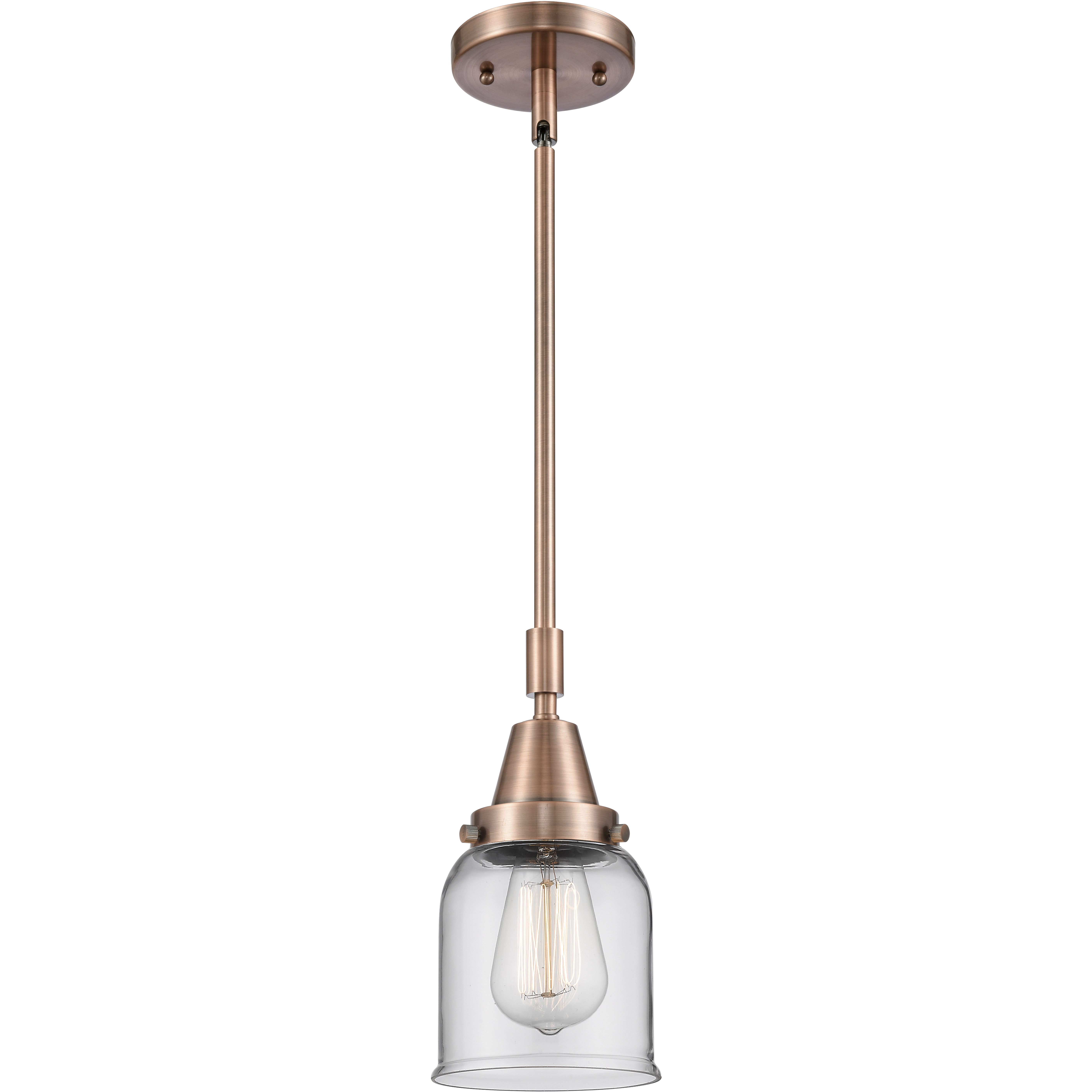 Franklin Restoration Small Bell 1 Light 5 inch Antique Copper Mini Pendant Ceiling Light in Clear Glass