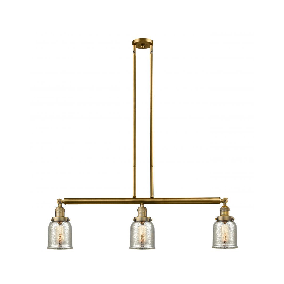 Franklin Restoration Small Bell LED 38 inch Brushed Brass Island Light Ceiling Light in Silver Plated Mercury Glass, Franklin Restoration
