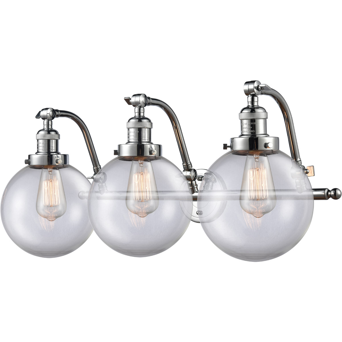 Franklin Restoration Large Beacon LED 28 inch Polished Chrome Bath Vanity Light Wall Light in Clear Glass, Franklin Restoration