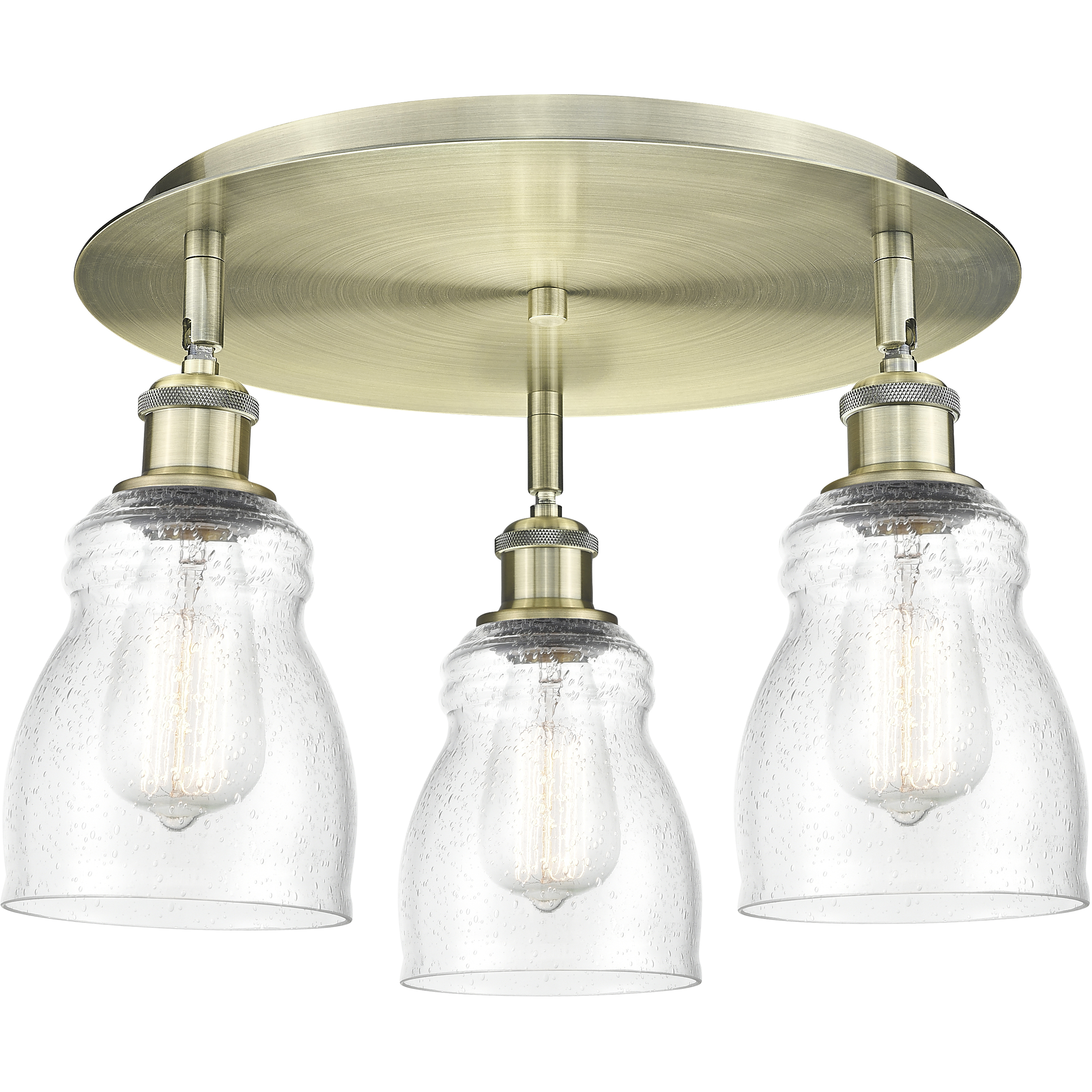Ellery 3 Light 16.5 inch Antique Brass Flush Mount Ceiling Light in Seedy