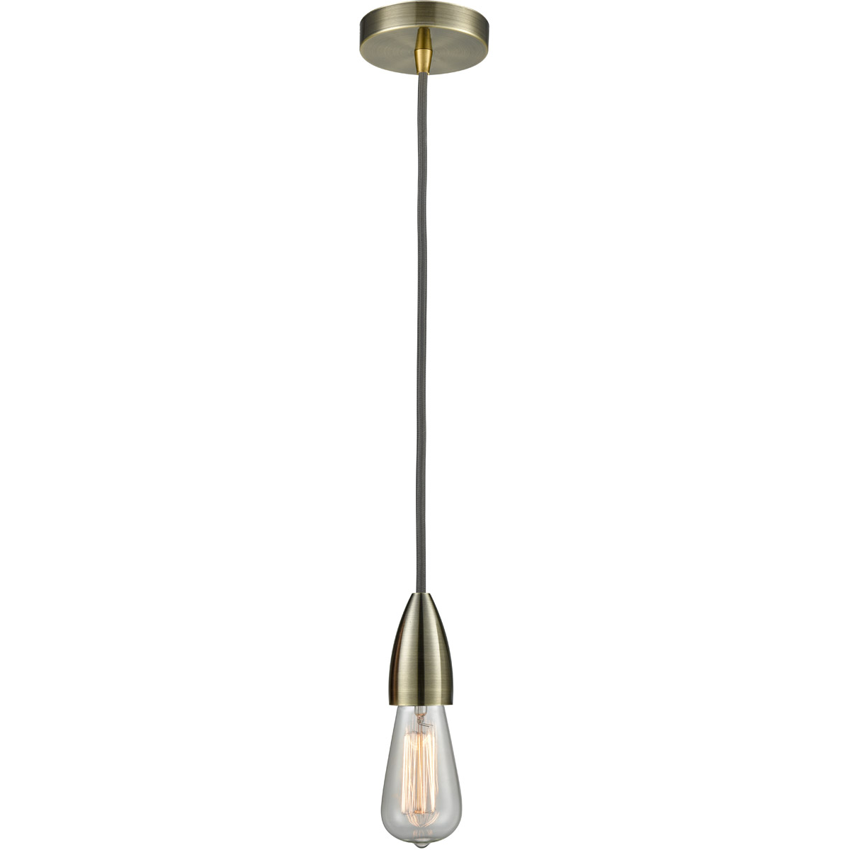 Fairchild Bare Bulb 1 Light 2 inch Antique Brass Mini Pendant Ceiling Light in Gray, Fairchild