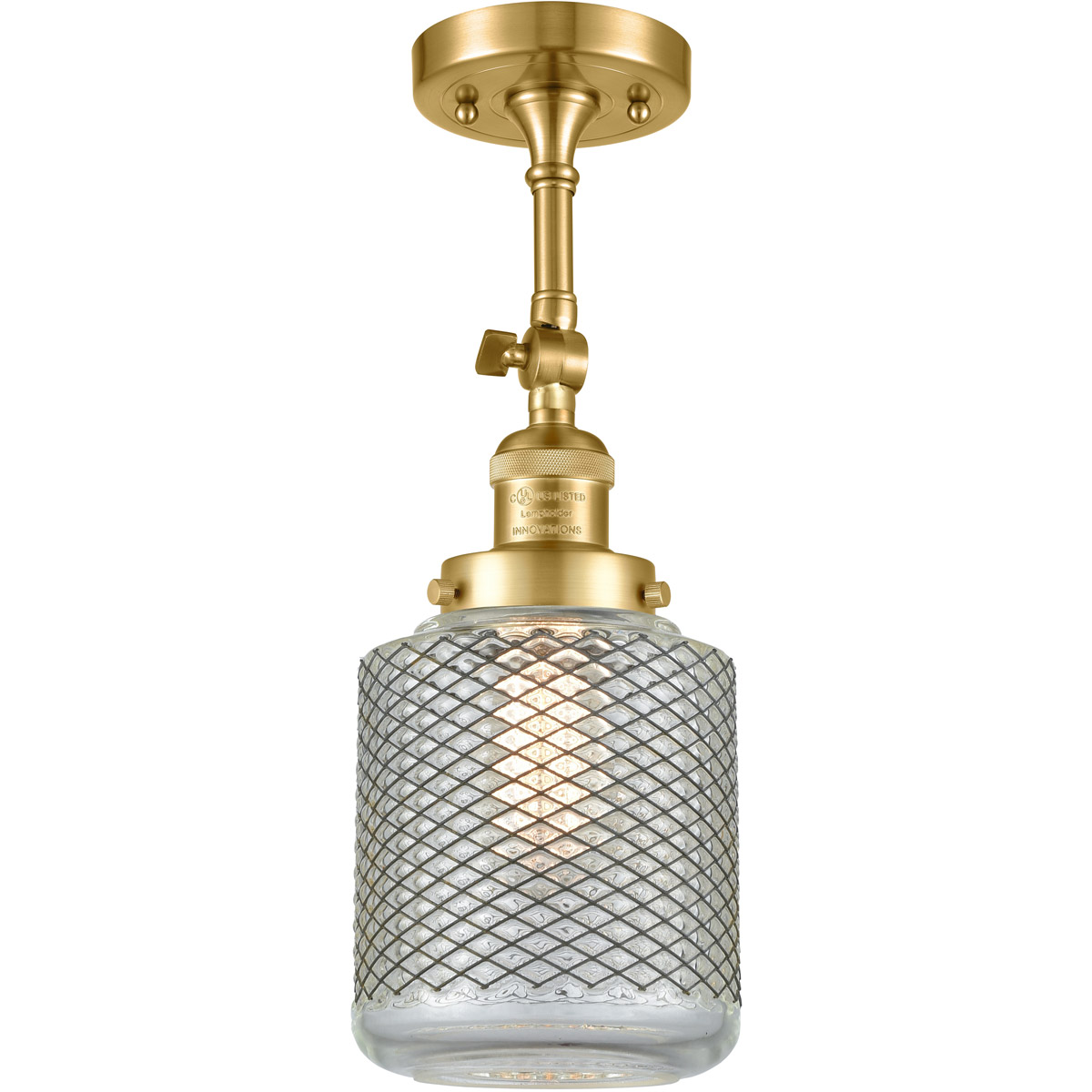 Franklin Restoration Stanton LED 6 inch Satin Gold Semi-Flush Mount Ceiling Light, Franklin Restoration