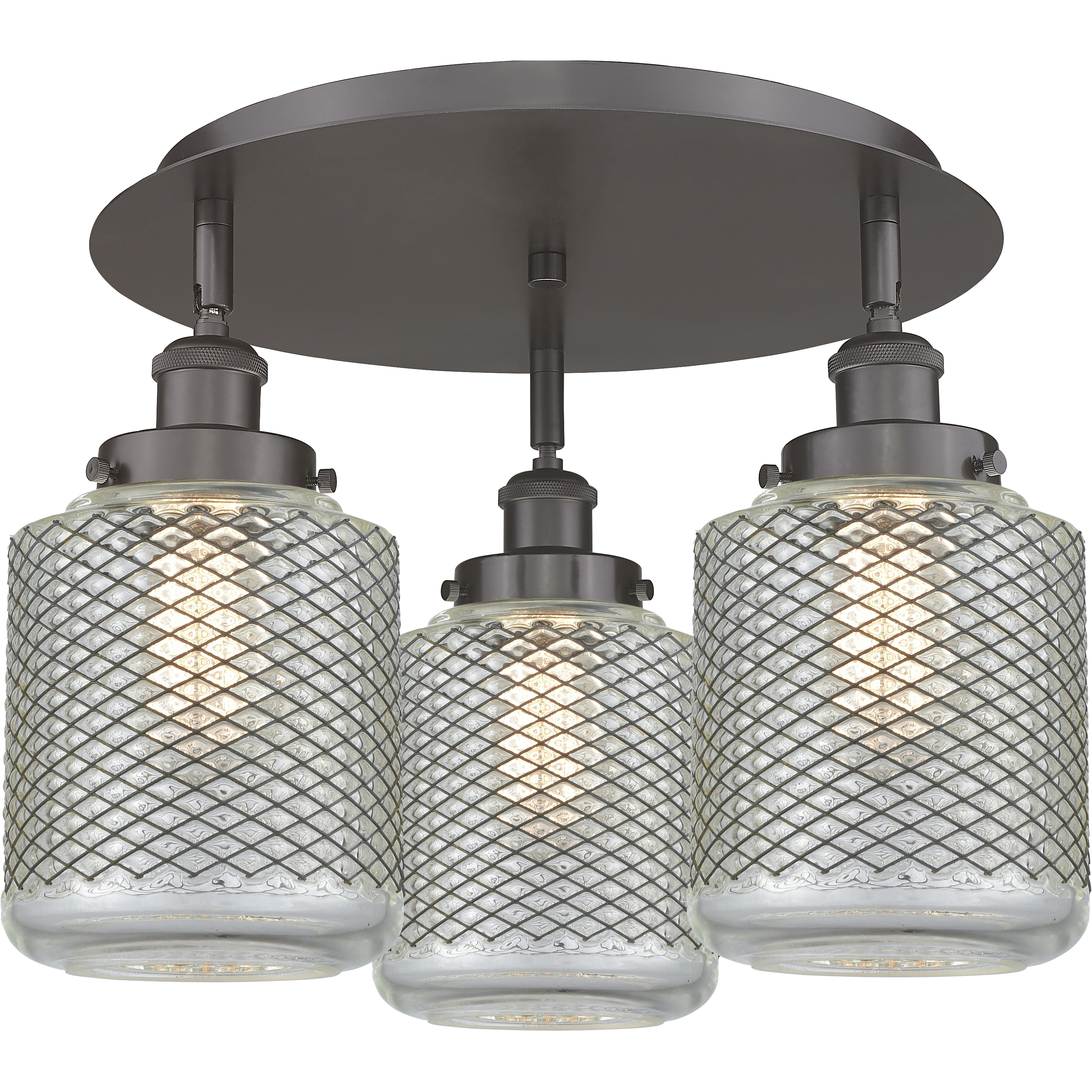 Edison 3 Light 17.75 inch Oil Rubbed Bronze Flush Mount Ceiling Light
