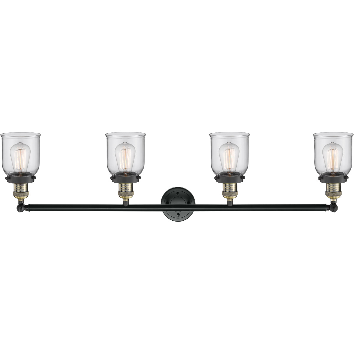 Franklin Restoration Small Bell LED 42 inch Black Antique Brass Bath Vanity Light Wall Light in Clear Glass, Franklin Restoration