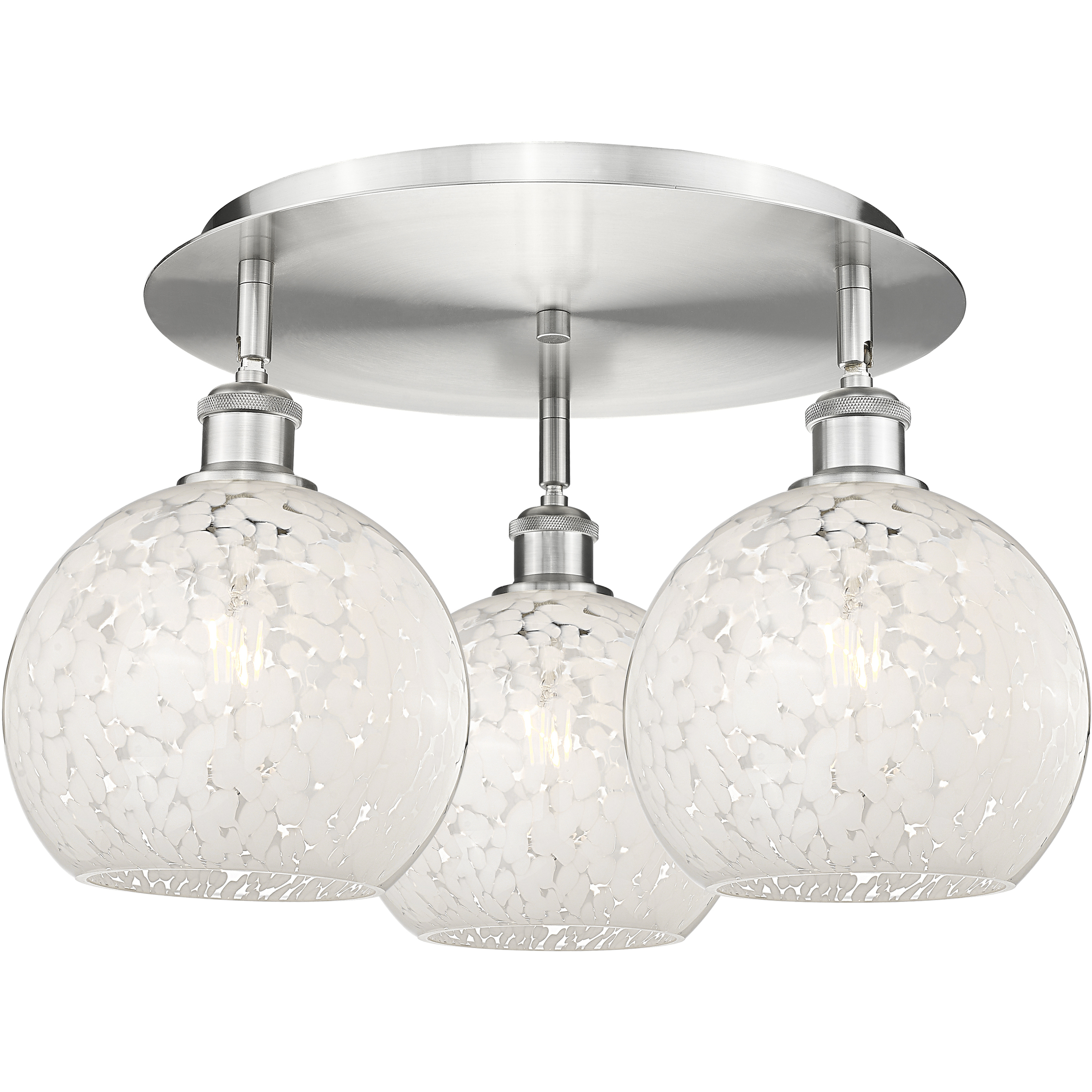 Ballston White Mouchette 3 Light 19.75 inch Satin Nickel Flush Mount Ceiling Light