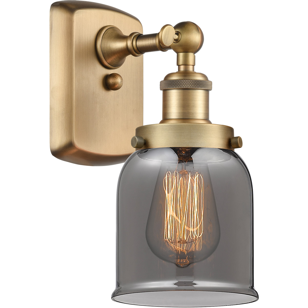 Ballston Small Bell LED 5 inch Brushed Brass Sconce Wall Light in Plated Smoke Glass