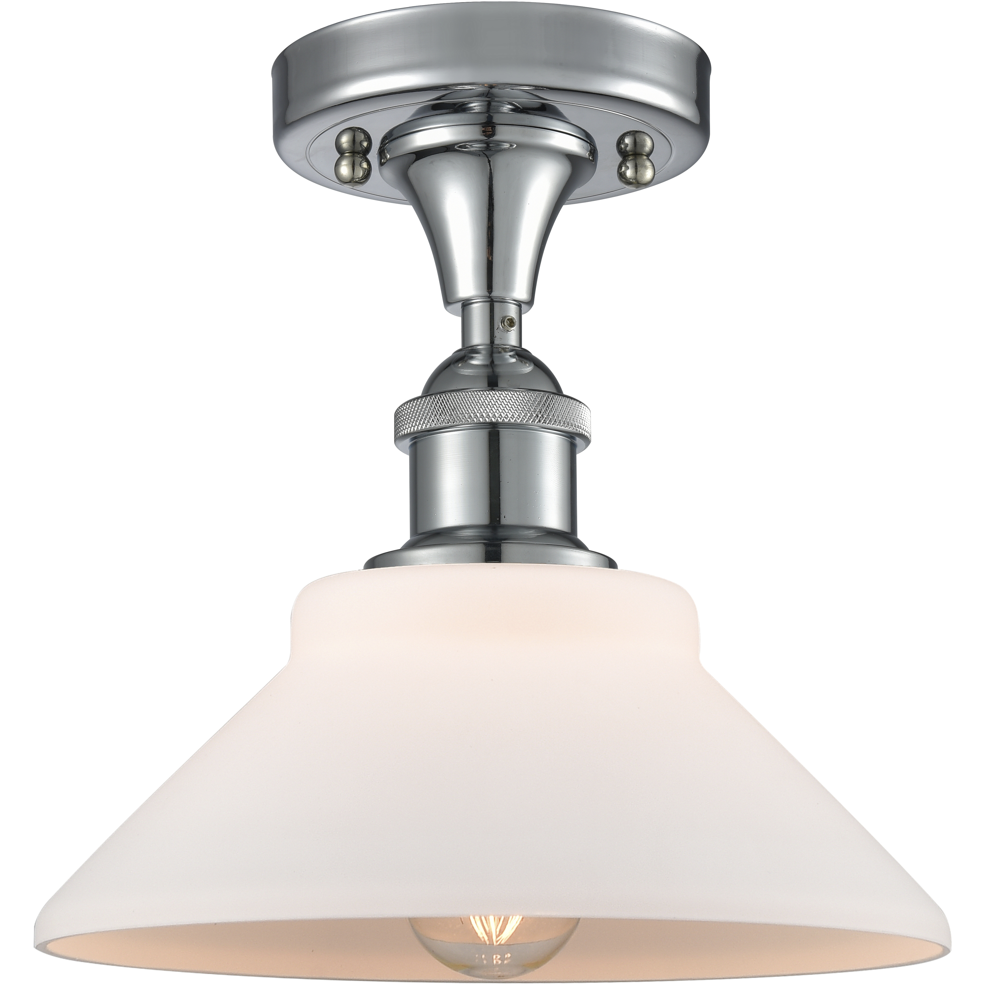 Edison Orwell 1 Light 8.38 inch Polished Chrome Semi-Flush Mount Ceiling Light in Matte White Glass
