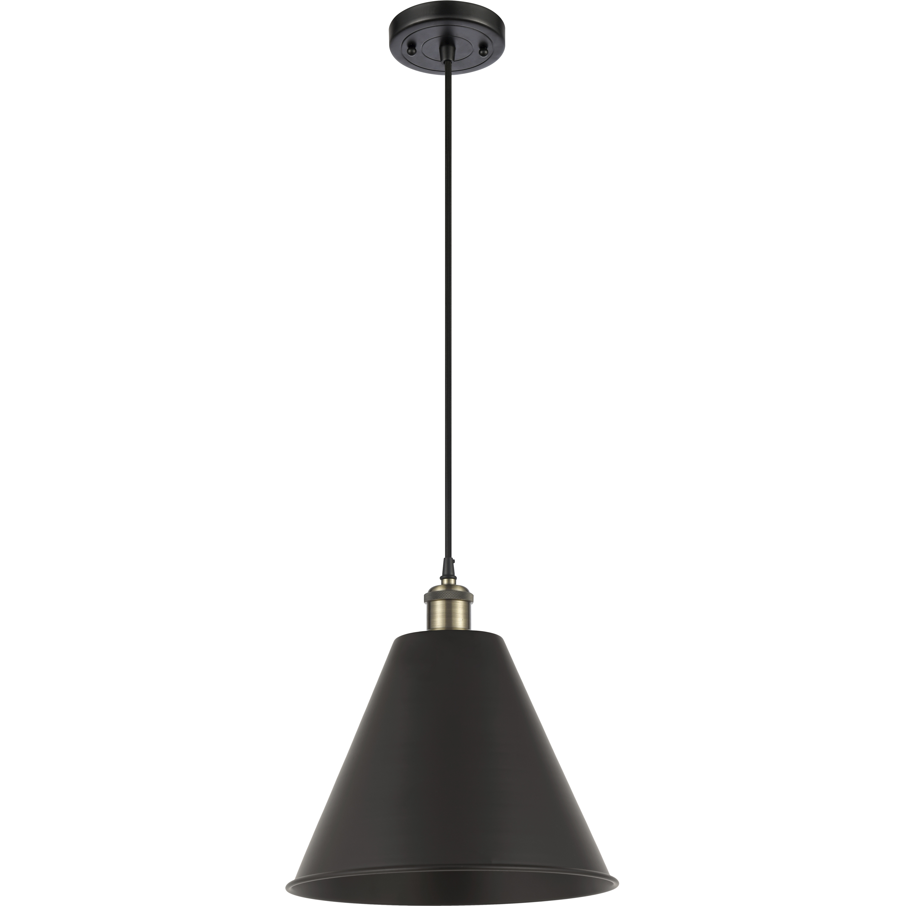 Ballston Cone 1 Light 12 inch Black Antique Brass Mini Pendant Ceiling Light