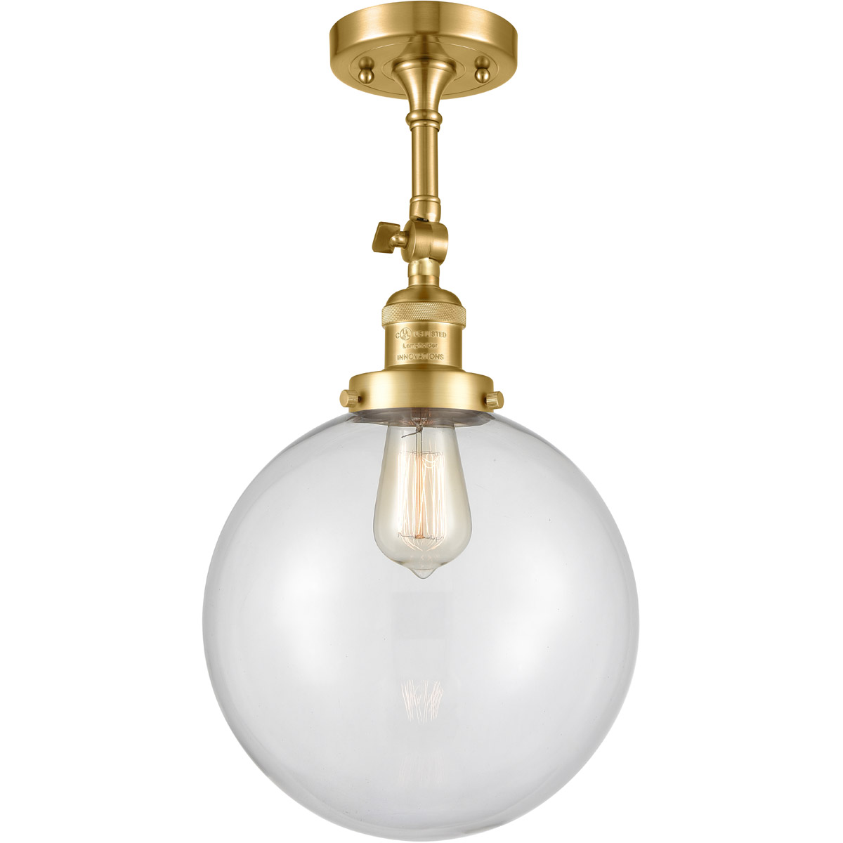 Franklin Restoration X-Large Beacon LED 10 inch Satin Gold Semi-Flush Mount Ceiling Light in Clear Glass, Franklin Restoration