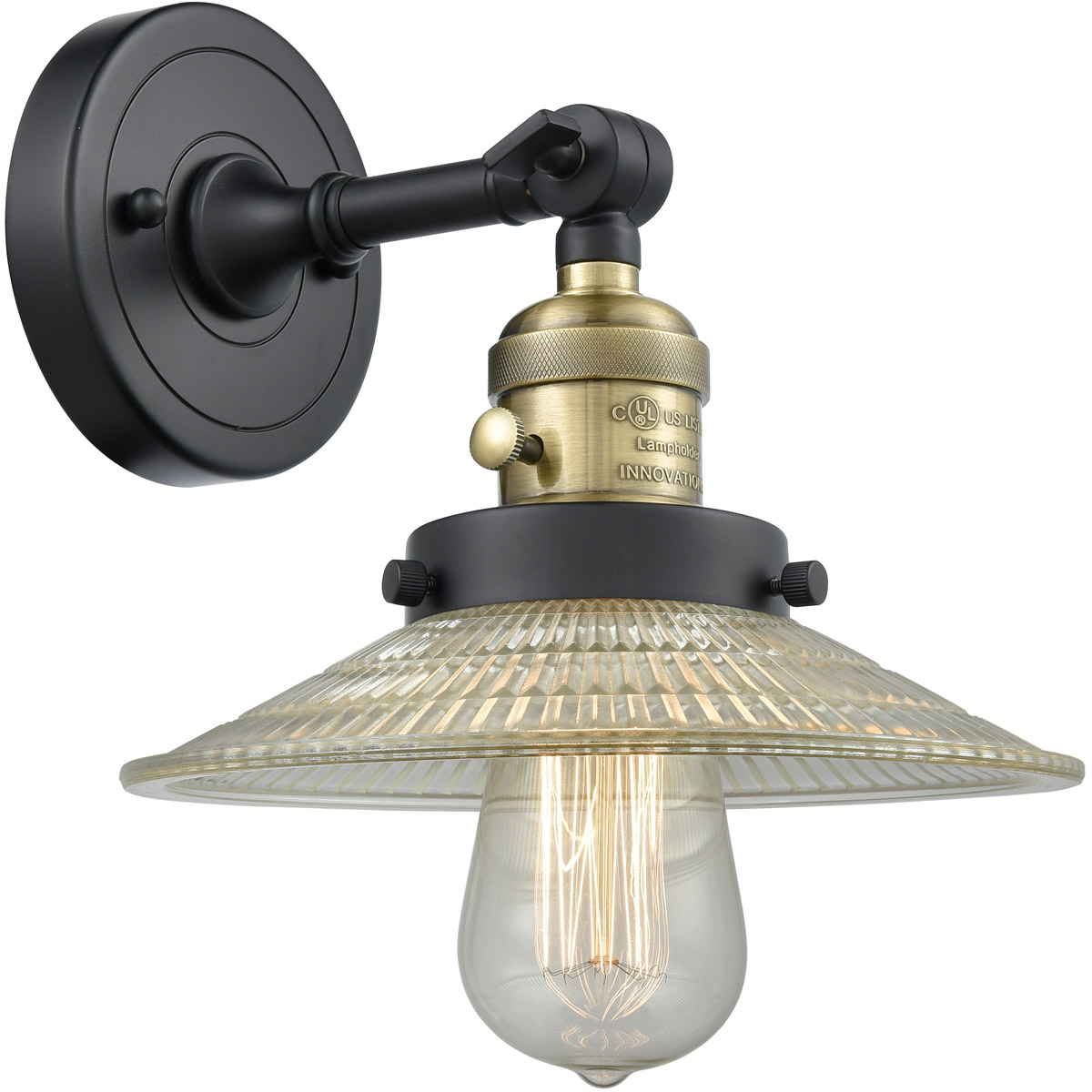 Franklin Restoration Halophane LED 9 inch Black Antique Brass Sconce Wall Light, Franklin Restoration
