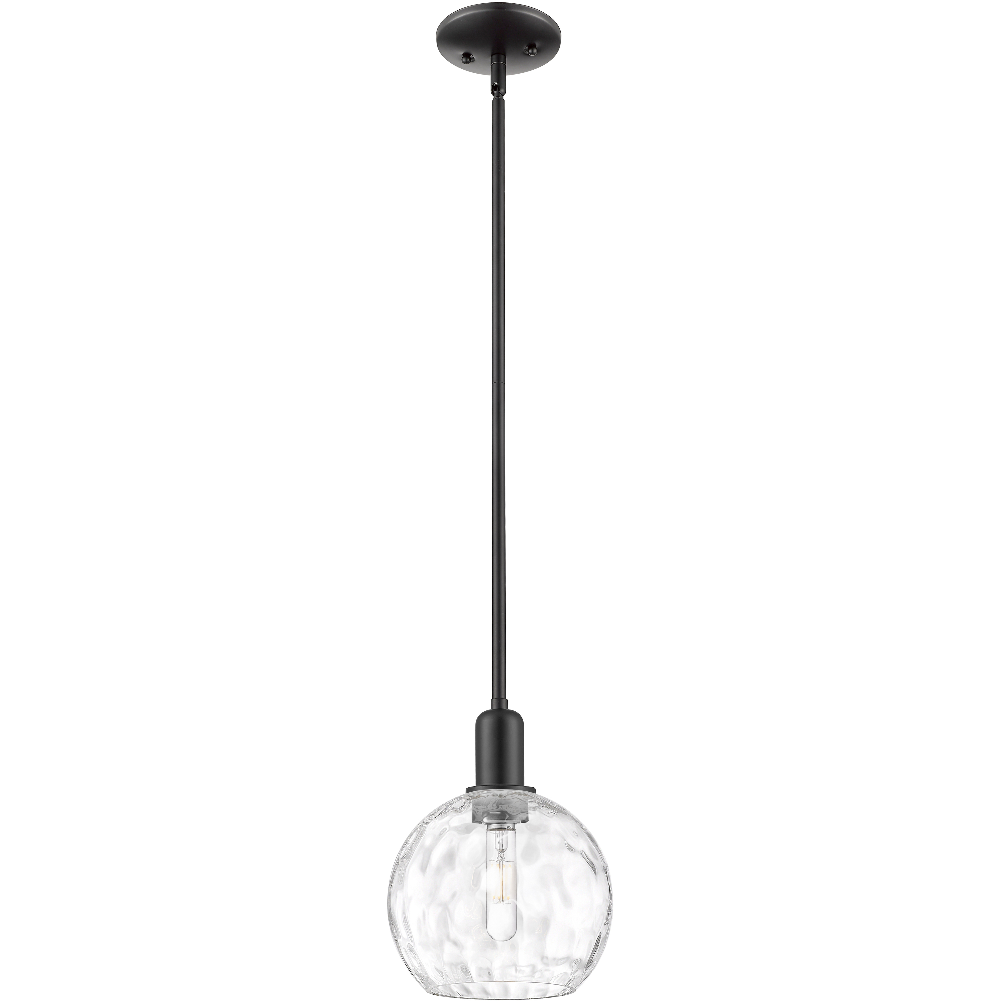 Arcadia Athens Water Glass 1 Light 8 inch Matte Black Mini Pendant Ceiling Light