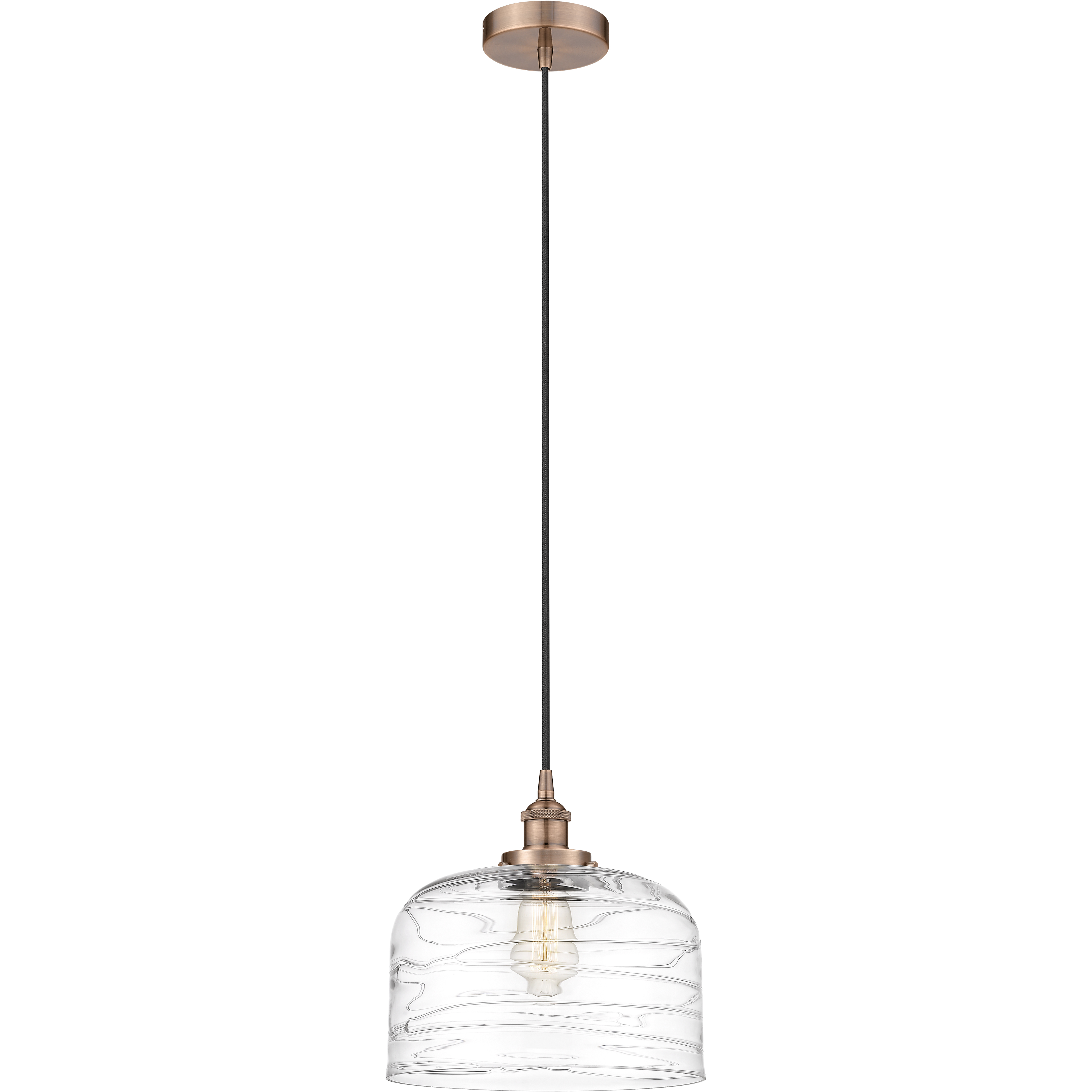 Edison Bell 1 Light 12 inch Antique Copper Mini Pendant Ceiling Light