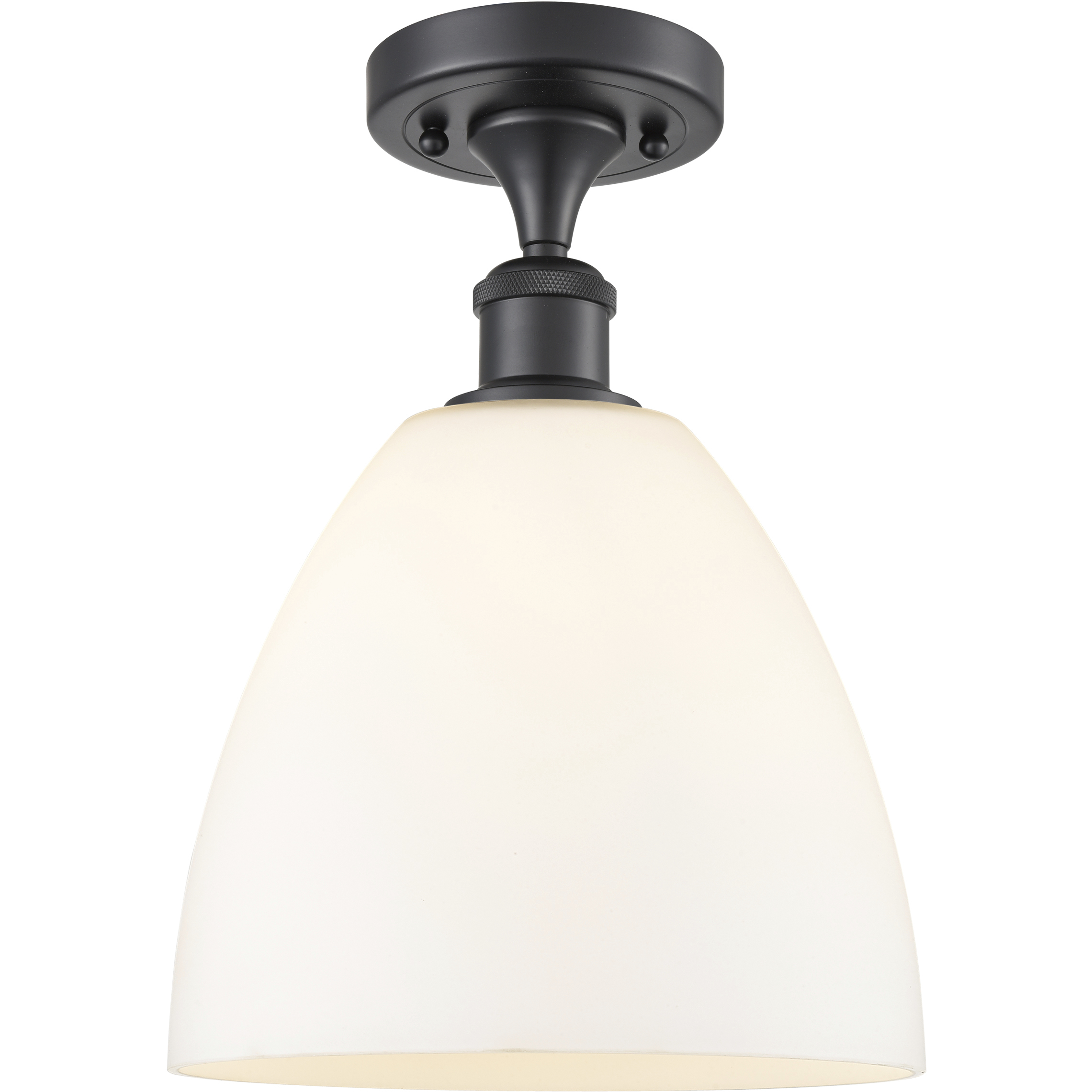 Edison Bristol Glass 1 Light 9 inch Matte Black Semi-Flush Mount Ceiling Light in Matte White Glass
