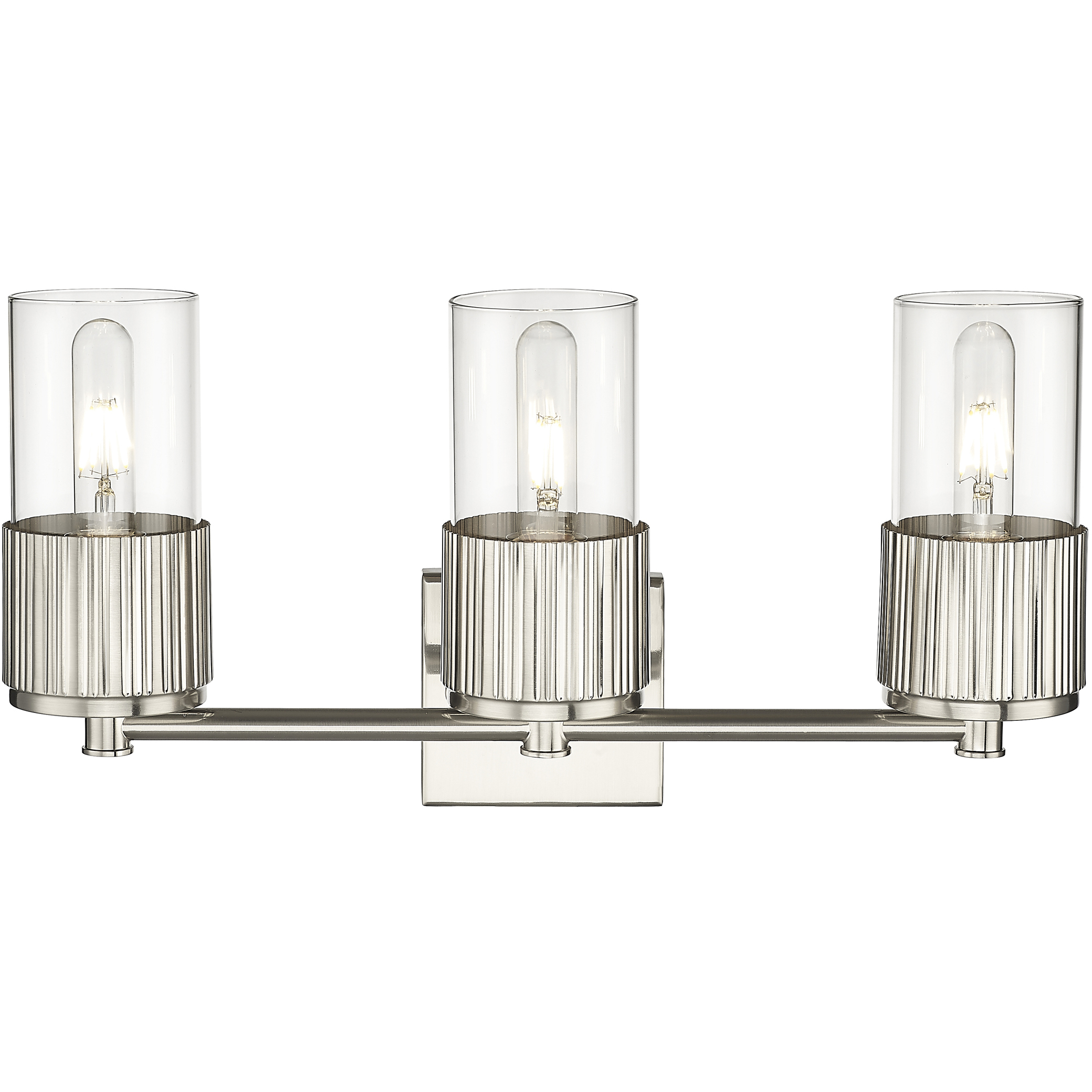 Bolivar 3 Light 20.5 inch Satin Nickel Bath Vanity Light Wall Light in Clear Glass