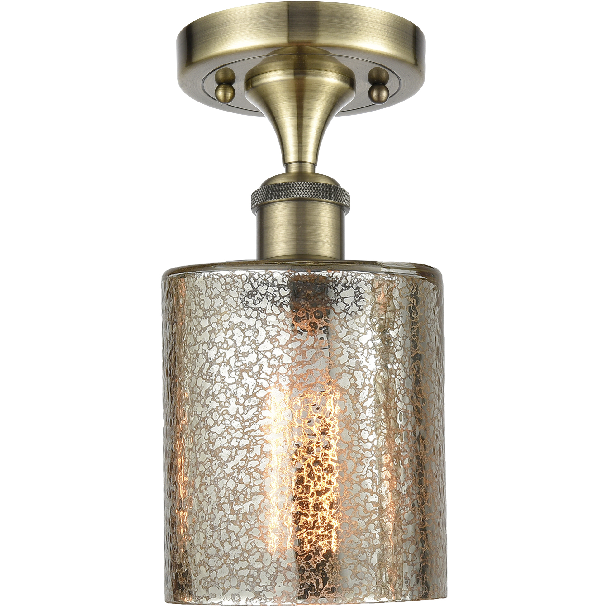 Cobbleskill 1 Light 5 inch Antique Brass Semi-Flush Mount Ceiling Light in Mercury Glass