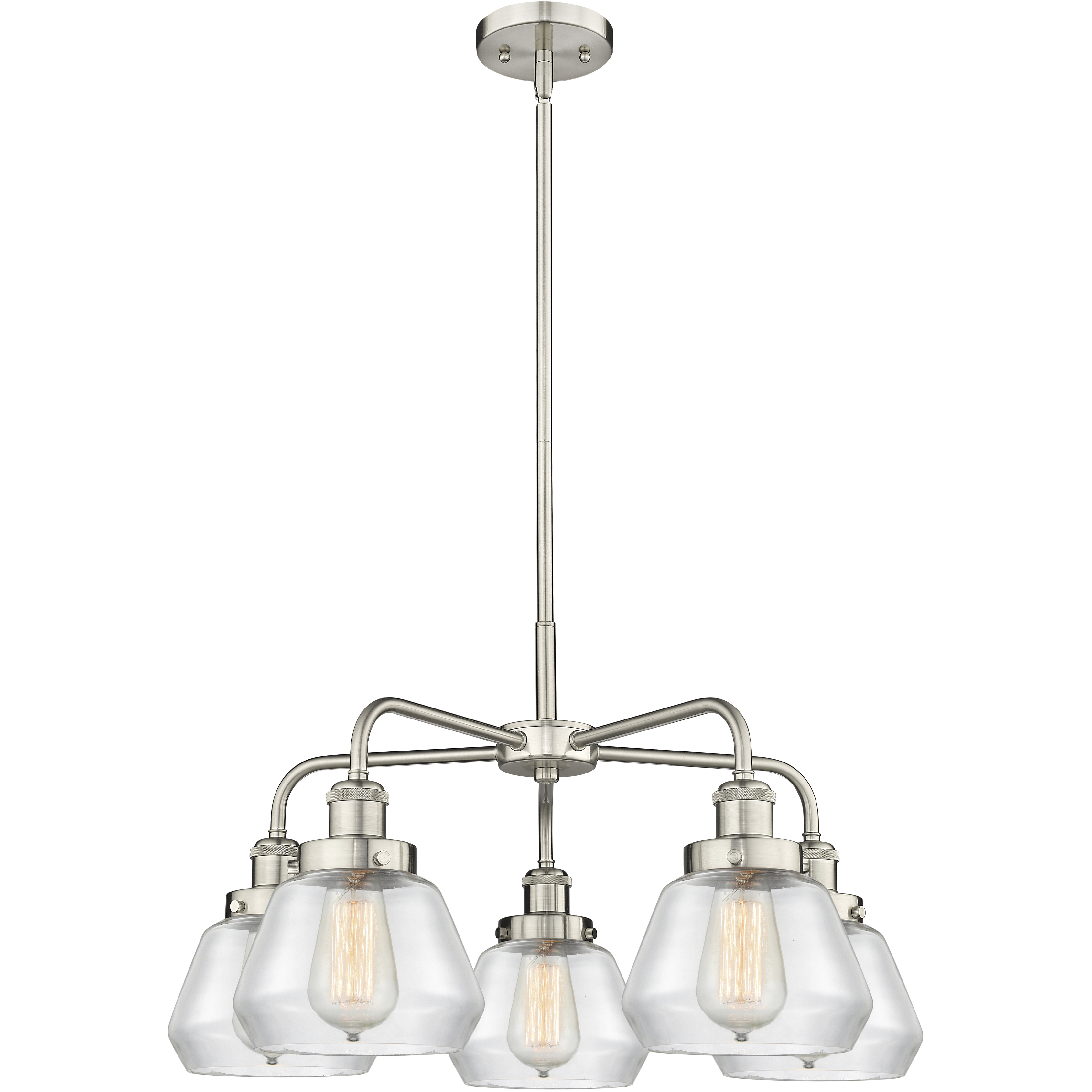 Fulton 5 Light 24.5 inch Satin Nickel Chandelier Ceiling Light in Clear Glass