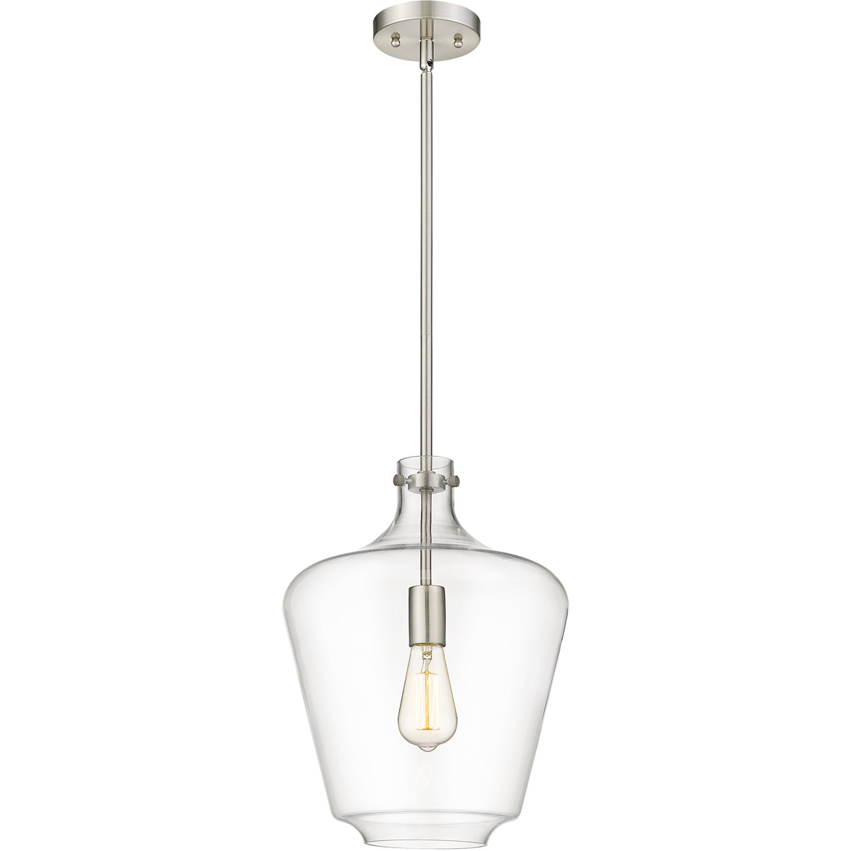 Lowell 1 Light 12 inch Brushed Satin Nickel Mini Pendant Ceiling Light in Clear Glass 