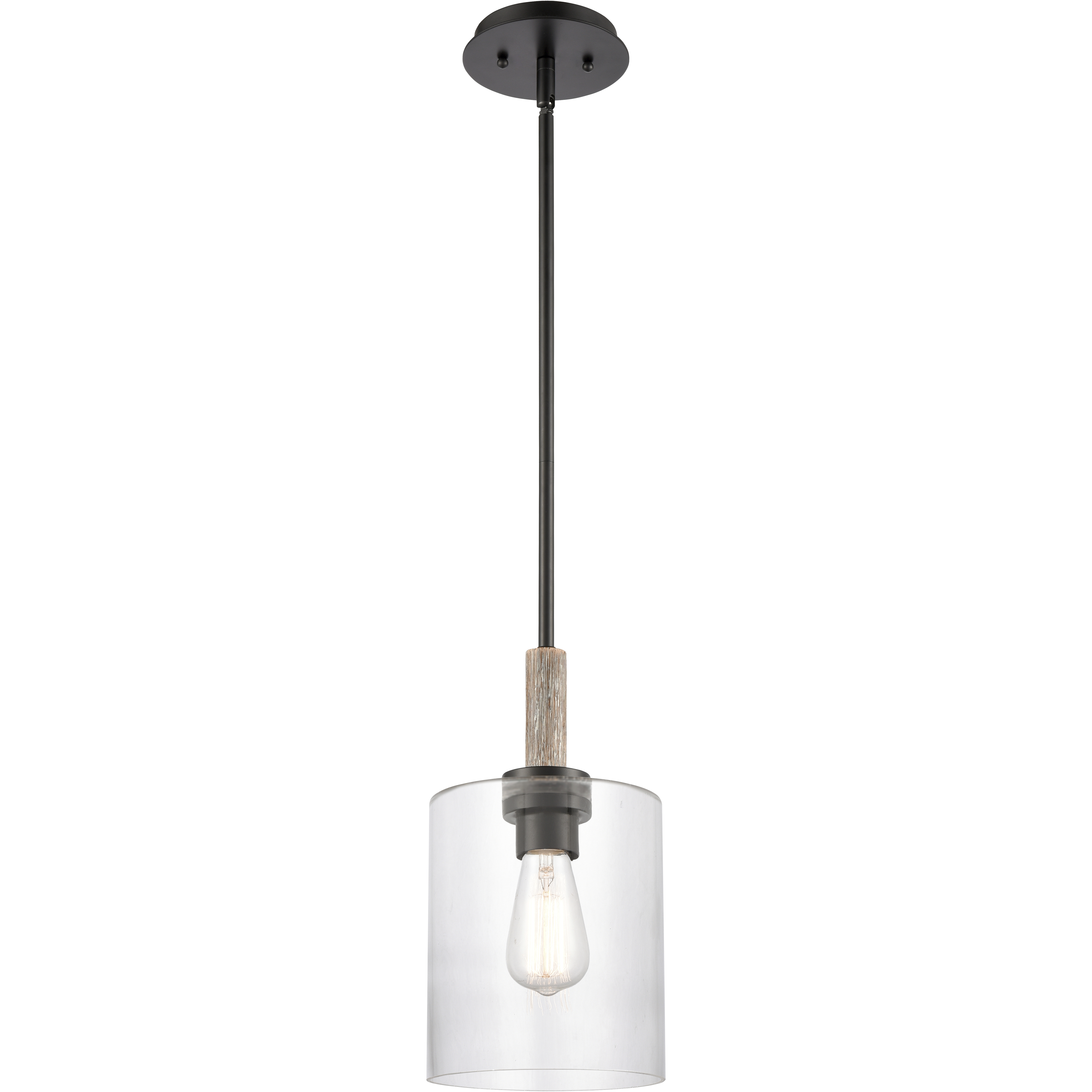 Paladin 1 Light 7.13 inch Matte Black Mini Pendant Ceiling Light in Clear Glass