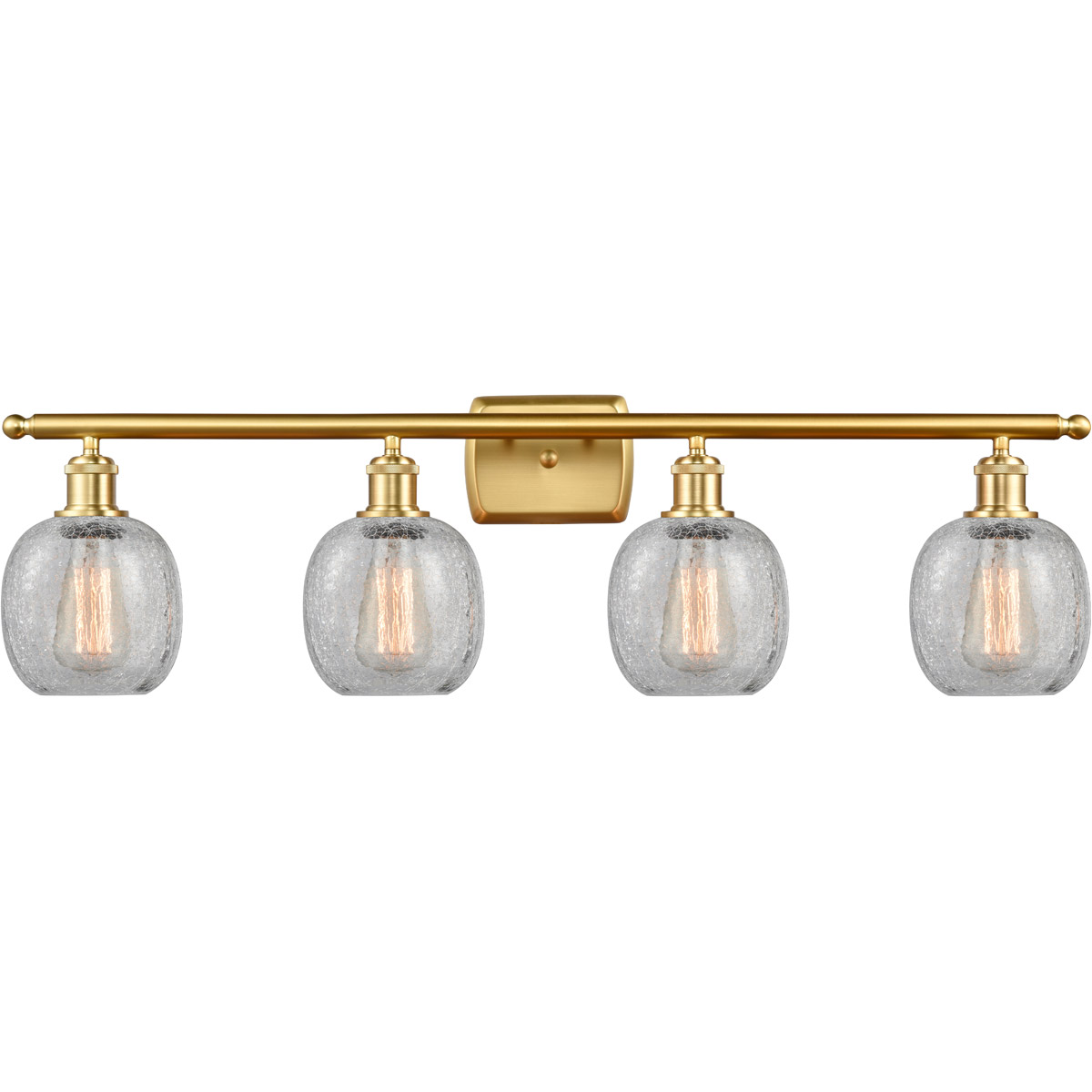 Ballston Belfast LED 36 inch Satin Gold Bath Vanity Light Wall Light in Clear Crackle Glass, Ballston