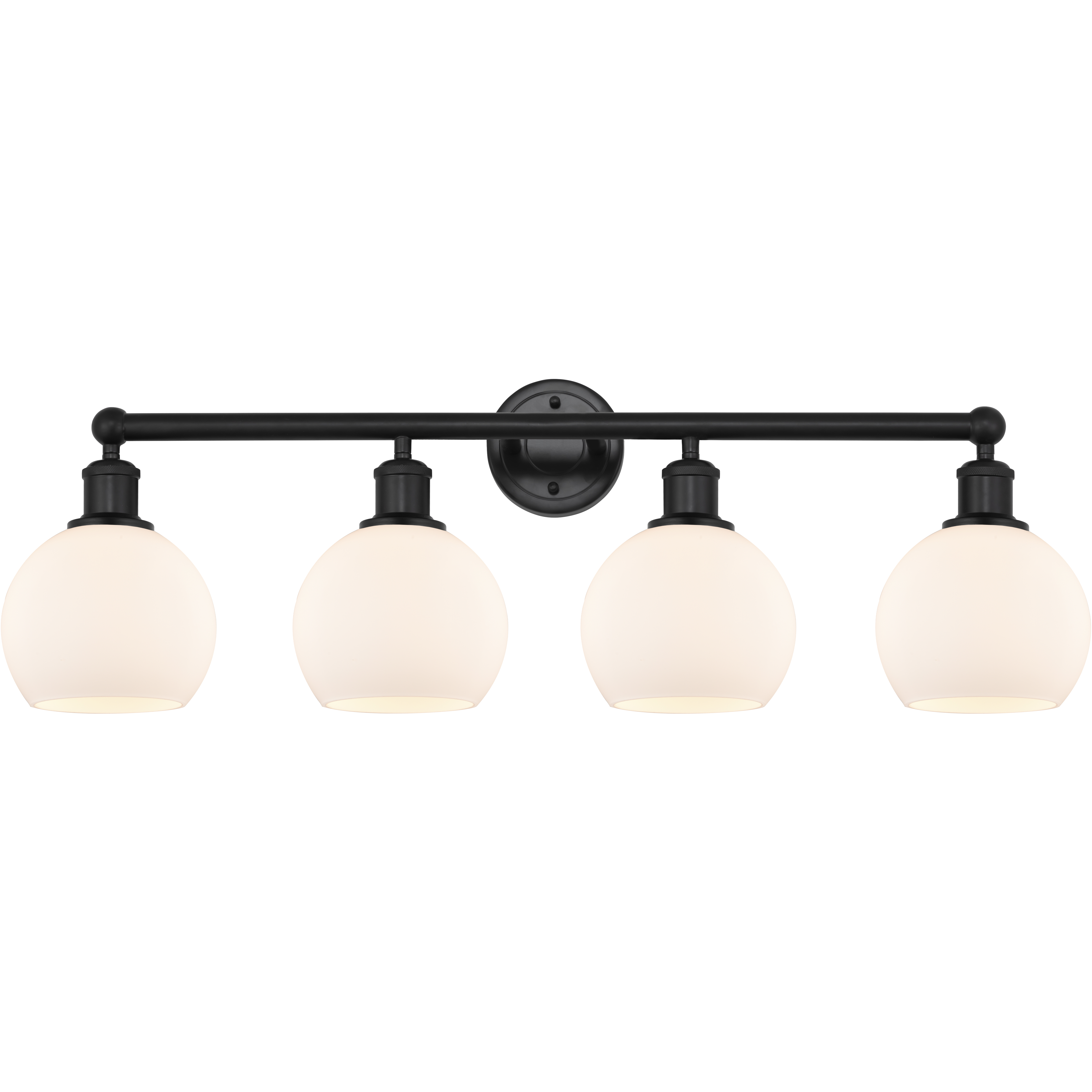 Edison Athens 4 Light 33 inch Matte Black Bath Vanity Light Wall Light in Matte White Glass