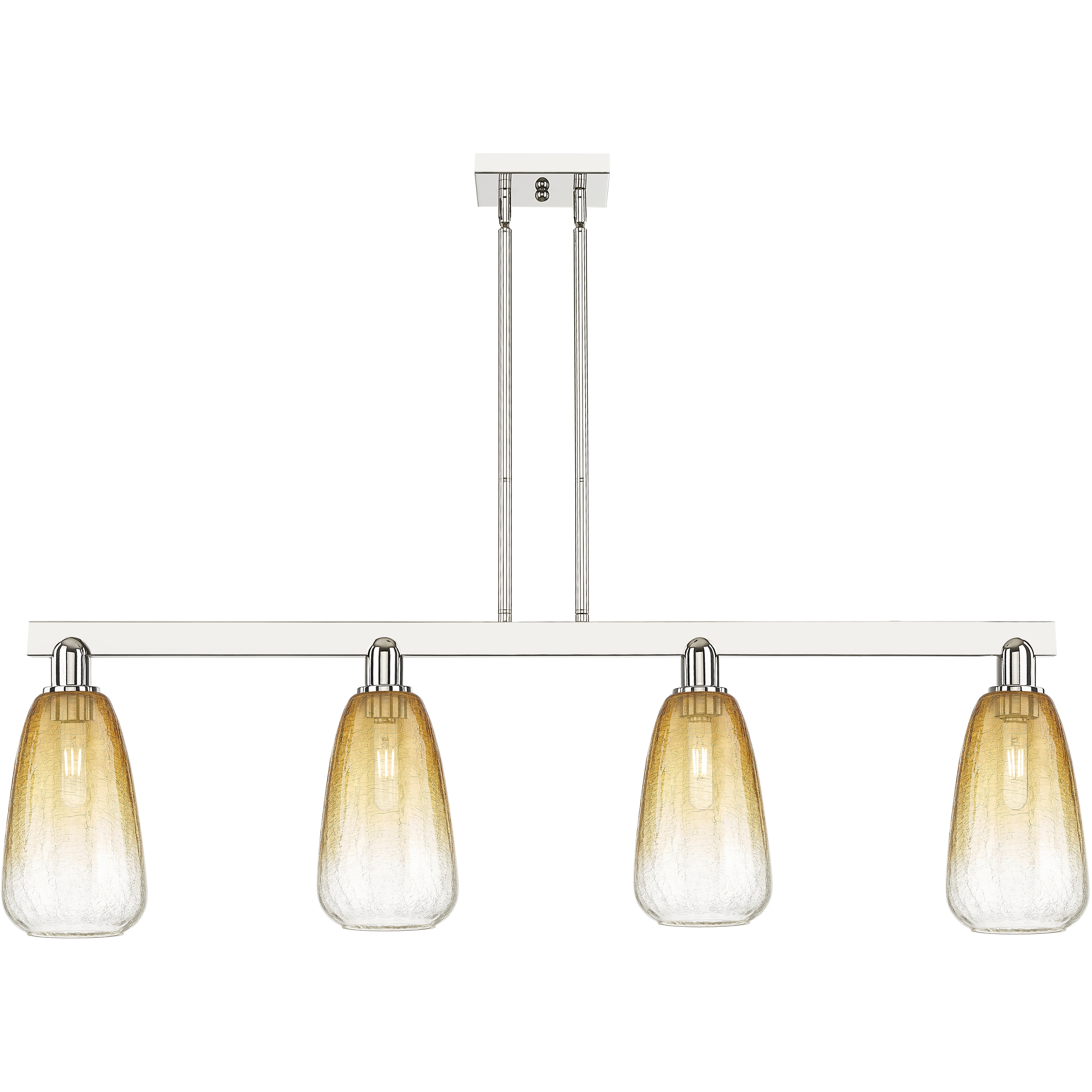 Brookhaven Almond Island Light Ceiling Light in Polished Nickel, Amber Glass