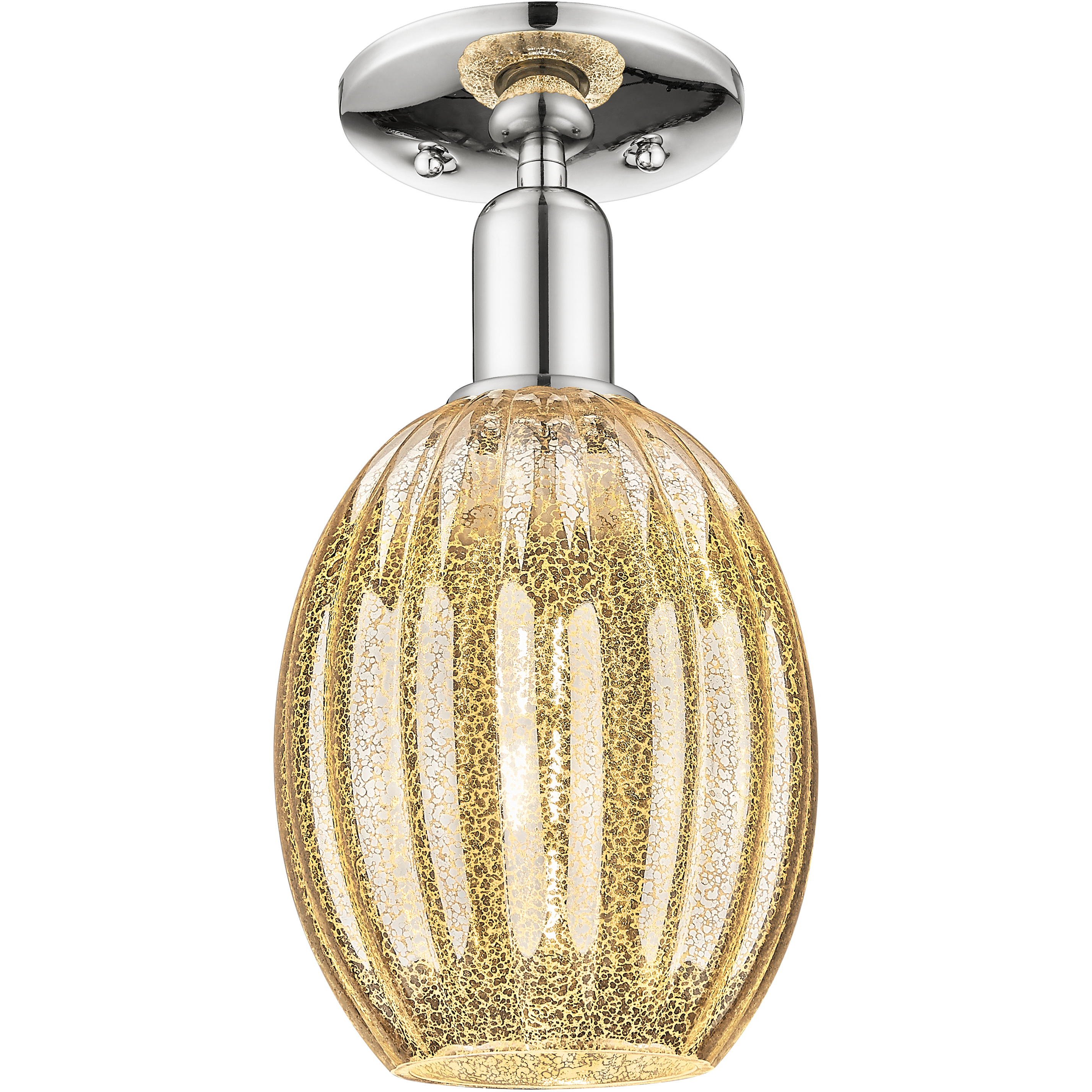 Preston 1 Light 6.25 inch Polished Nickel Semi-Flush Mount Ceiling Light in Mercury Glass