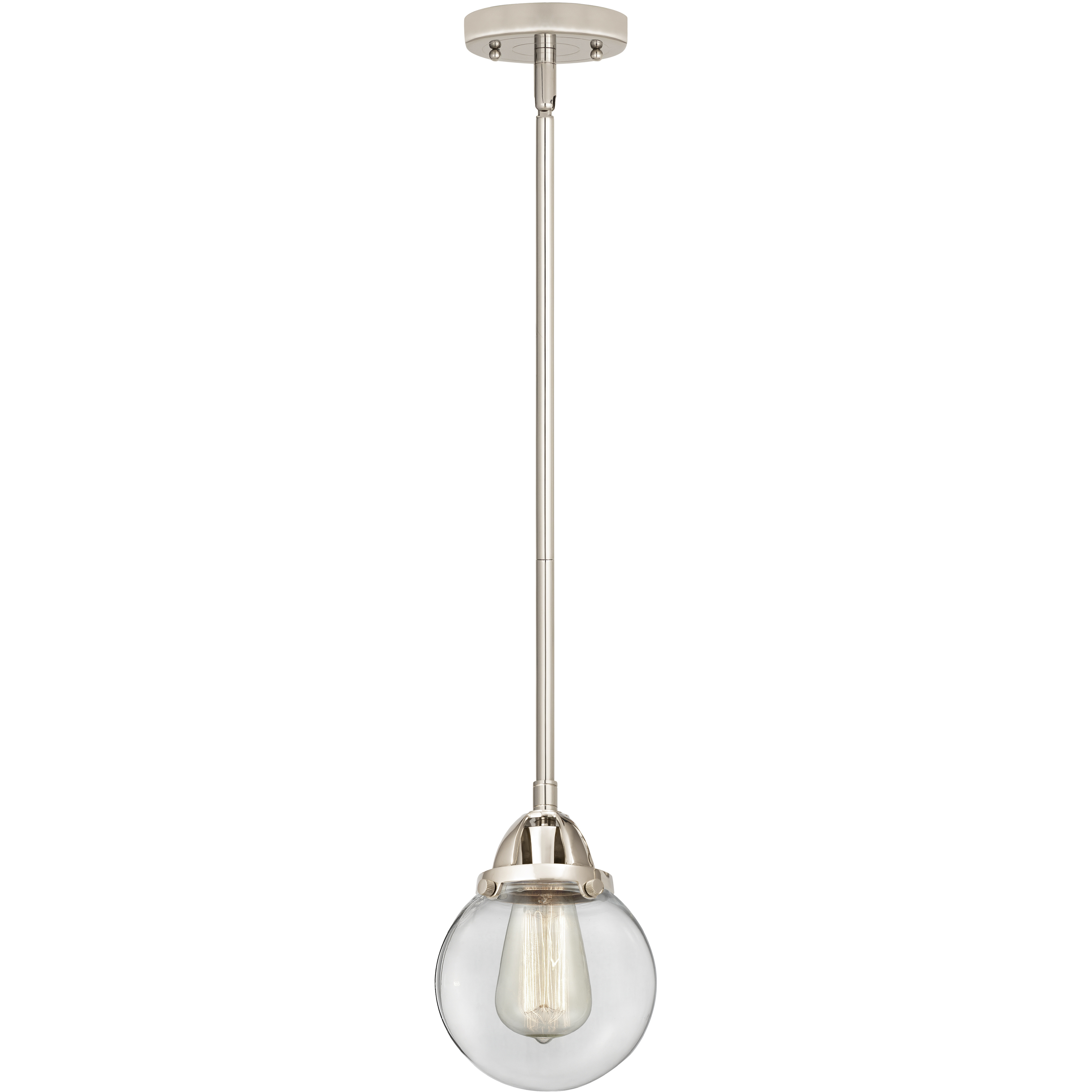 Nouveau 2 Beacon 1 Light 6 inch Polished Nickel Mini Pendant Ceiling Light in Incandescent, Clear