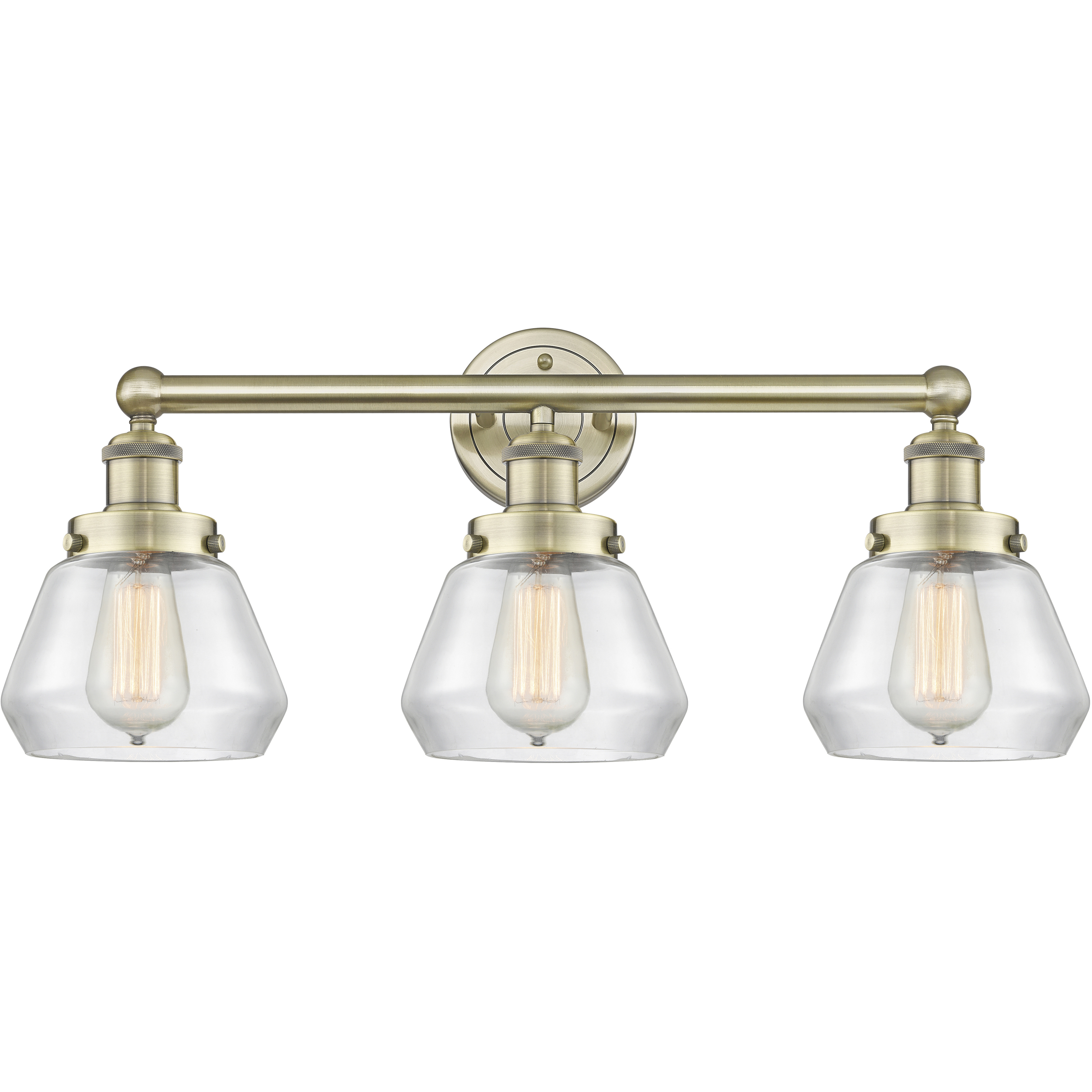 Fulton 3 Light 24.5 inch Antique Brass Bath Vanity Light Wall Light in Clear
