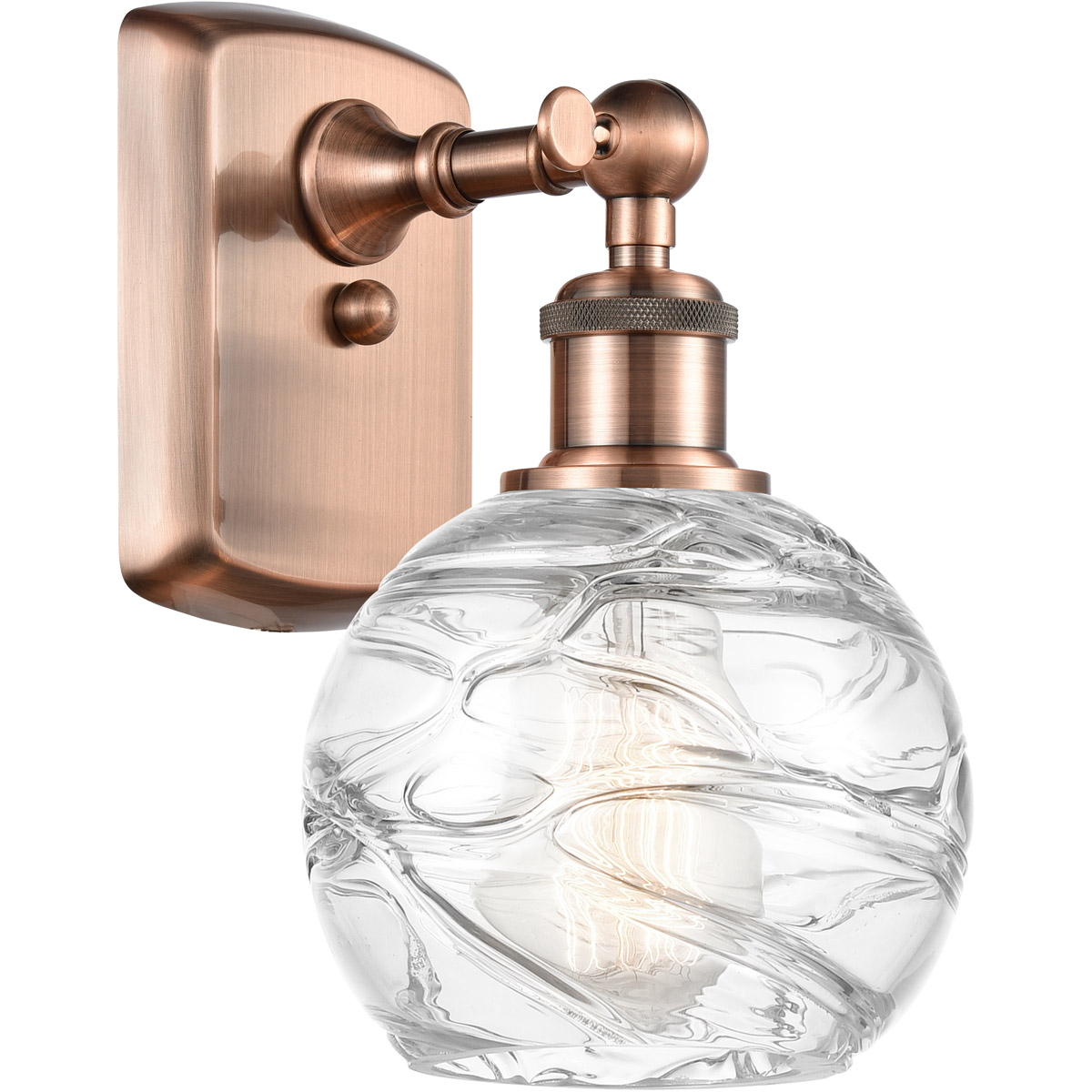 Ballston Small Deco Swirl 1 Light 6 inch Antique Copper Sconce Wall Light, Ballston