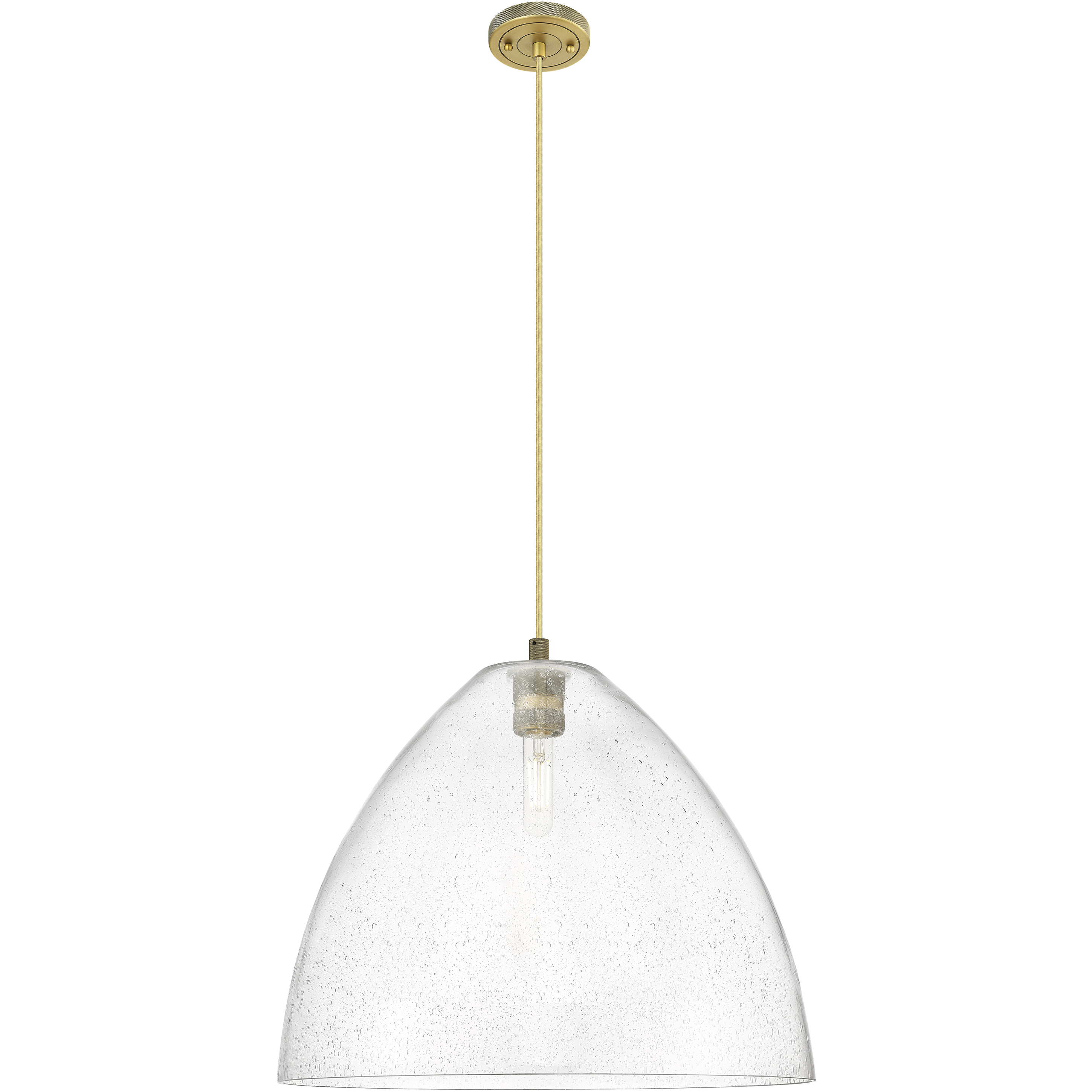 Crown Point 1 Light 16 inch Brushed Brass Pendant Ceiling Light in Seedy Glass
