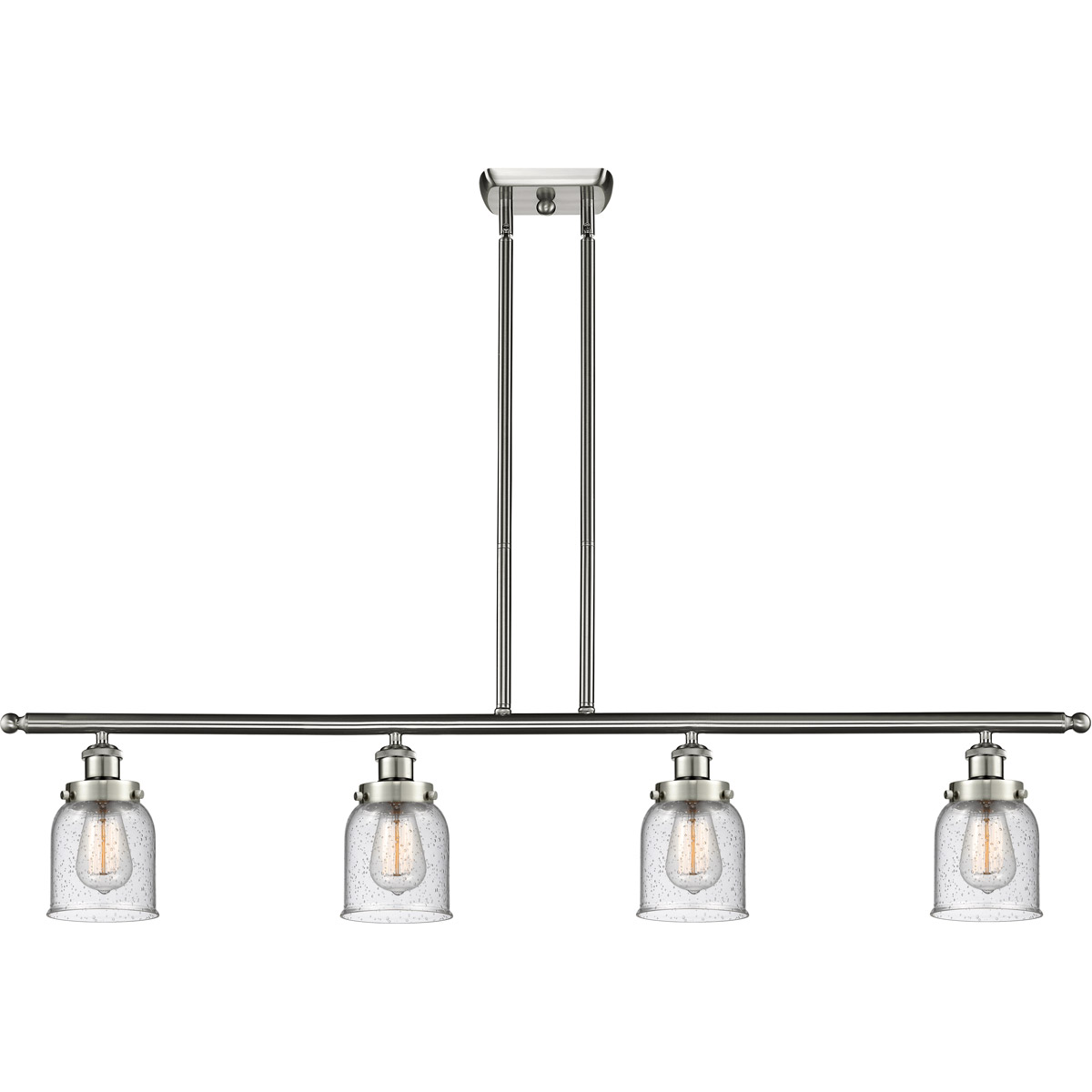Ballston Small Bell LED 48 inch Brushed Satin Nickel Island Light Ceiling Light in Seedy Glass, Ballston