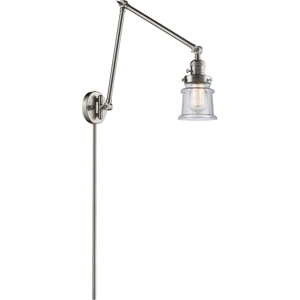 Small Canton 30 inch 60.00 watt Satin Nickel Swing Arm Wall Light, Franklin Restoration