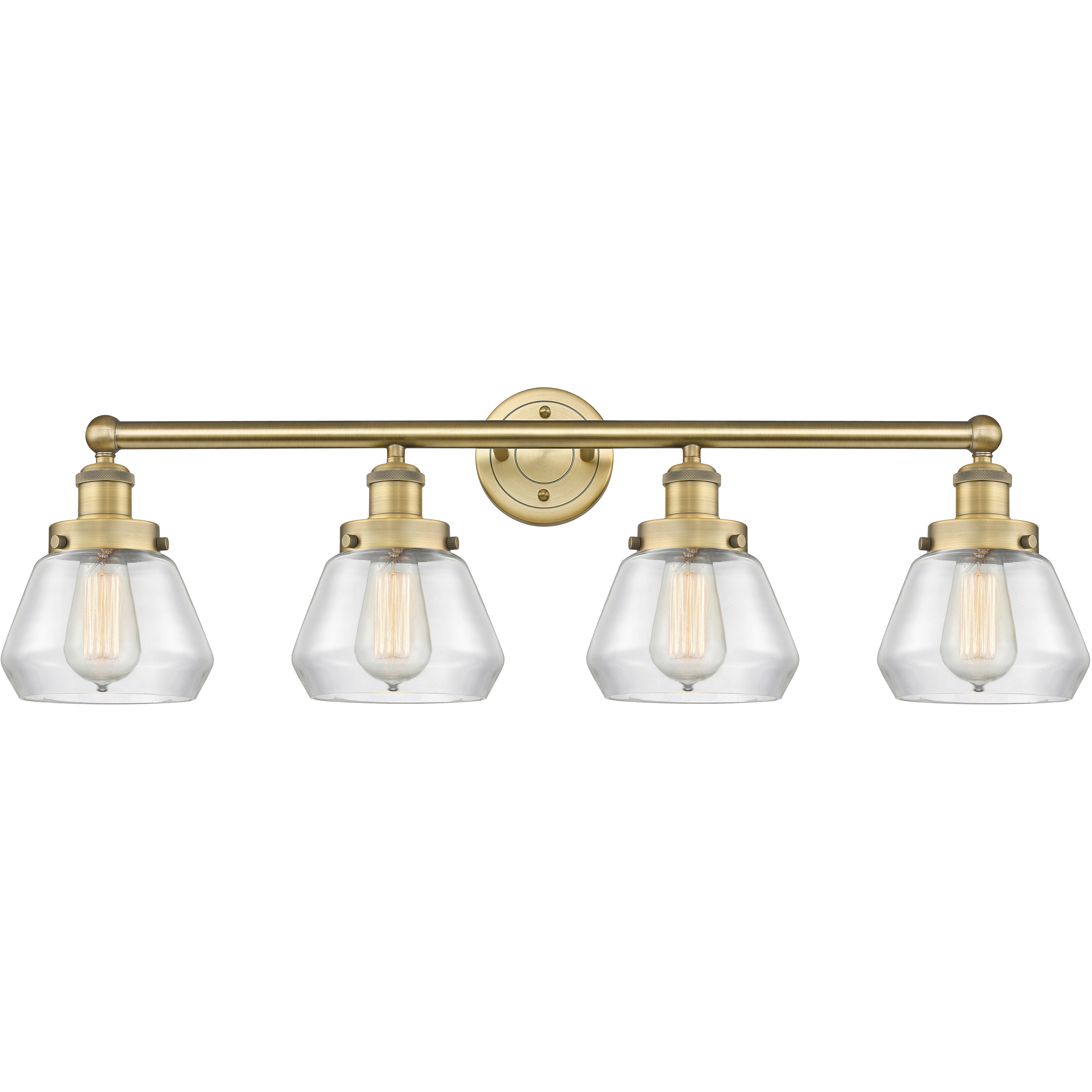 Fulton 4 Light 33.5 inch Brushed Brass Bath Vanity Light Wall Light in Clear Glass