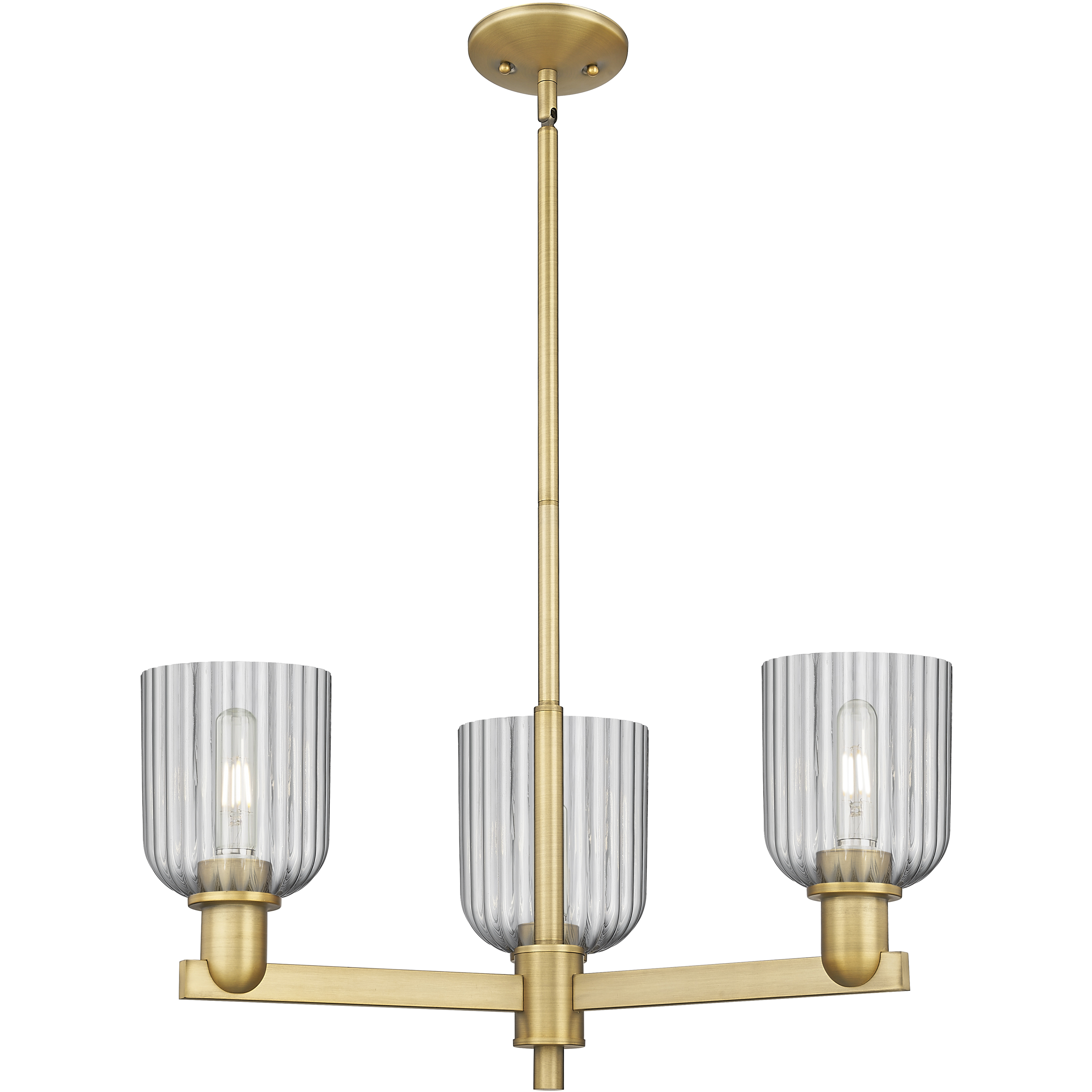 Bridal Veil 3 Light 17.63 inch Brushed Brass Chandelier Ceiling Light in Light Smoke Glass