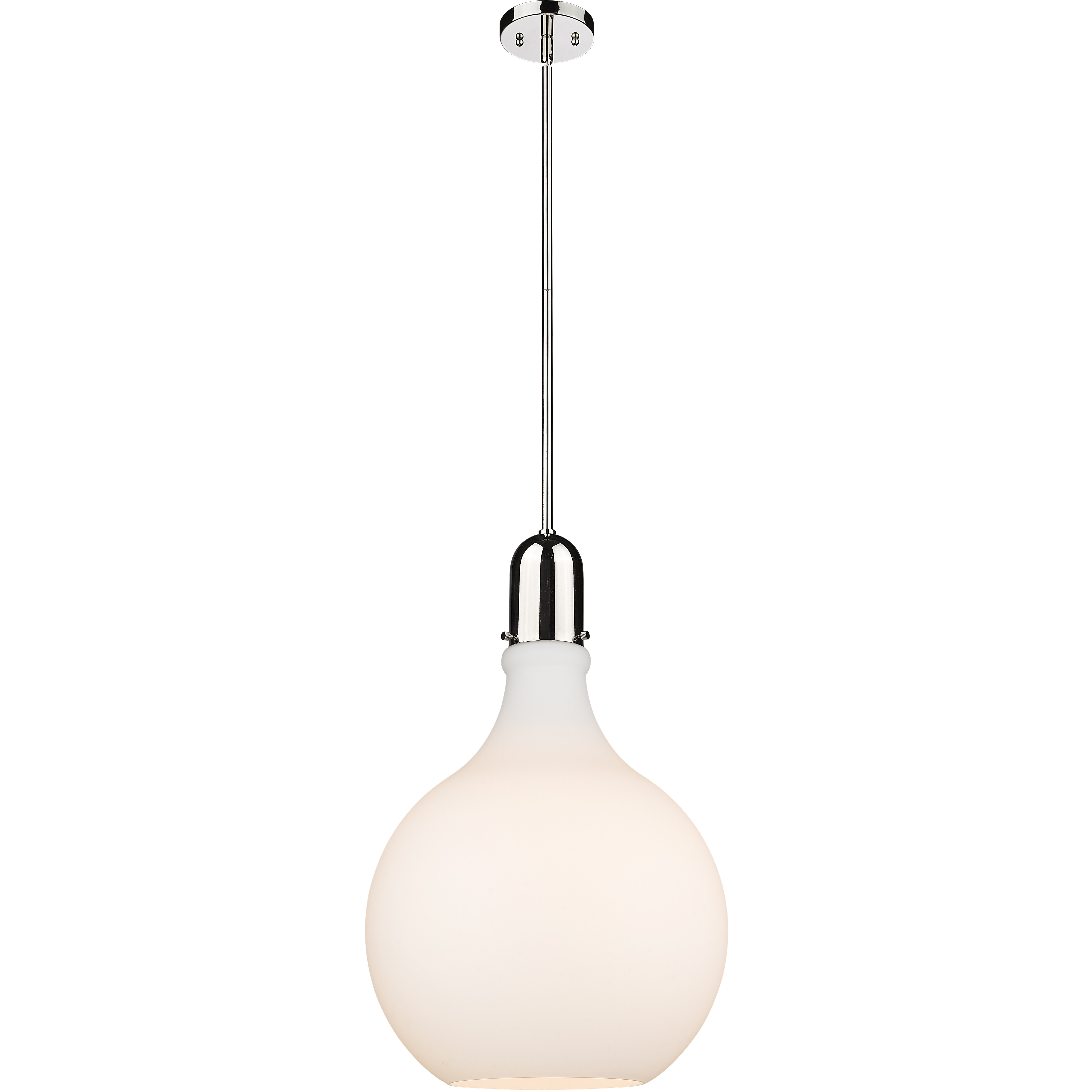 Auralume Amherst LED 15.75 inch Polished Nickel Pendant Ceiling Light in Matte White Glass