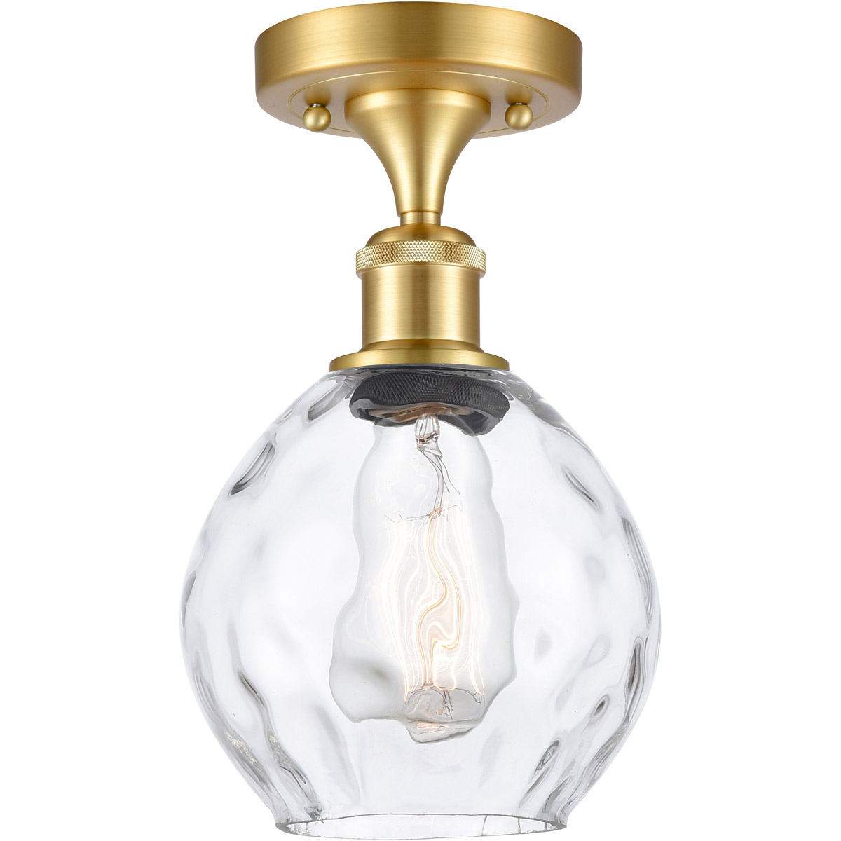 Ballston Small Waverly 1 Light 6 inch Satin Gold Semi-Flush Mount Ceiling Light, Ballston