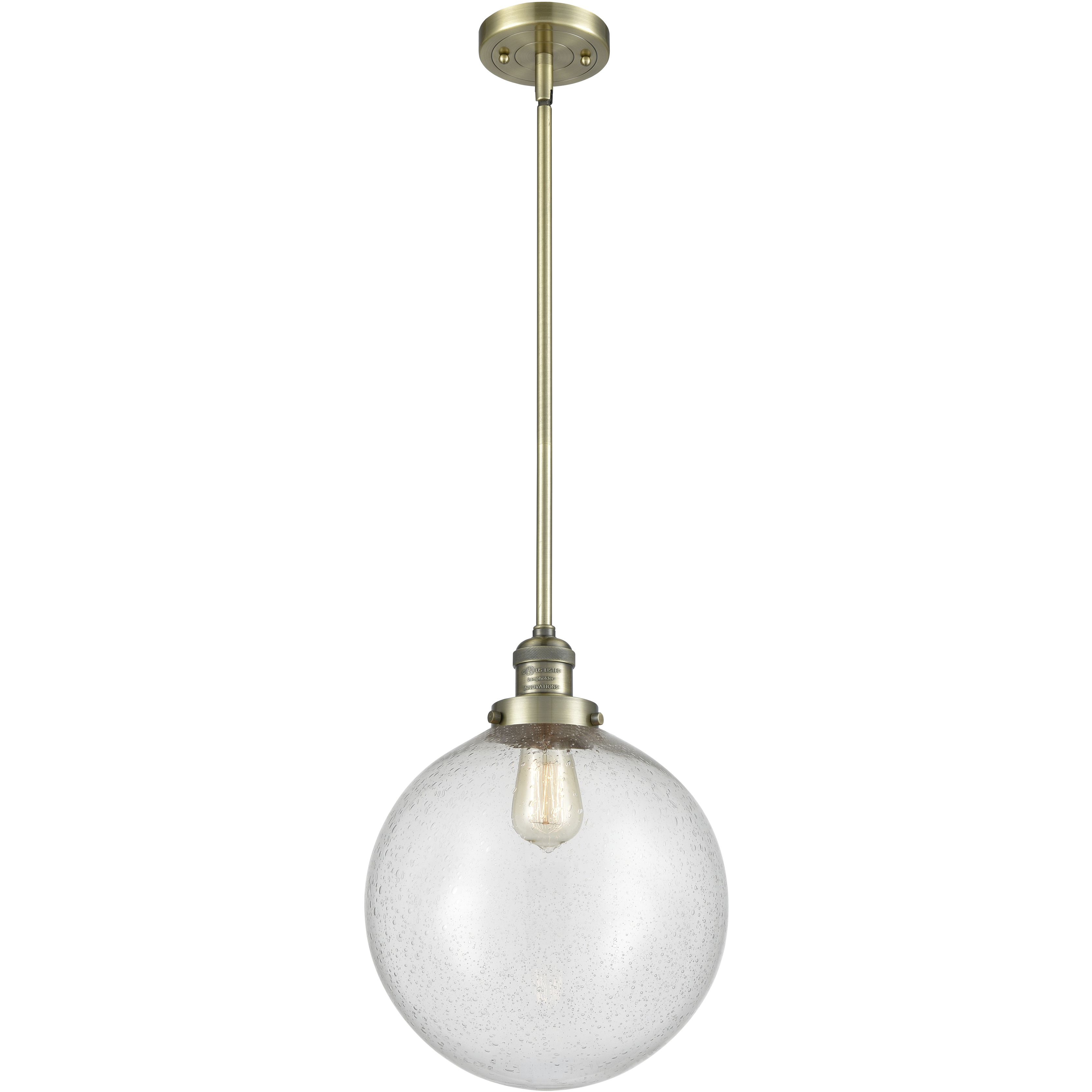 Franklin Restoration Beacon LED 12 inch Antique Brass Mini Pendant Ceiling Light in Seedy, Franklin Restoration