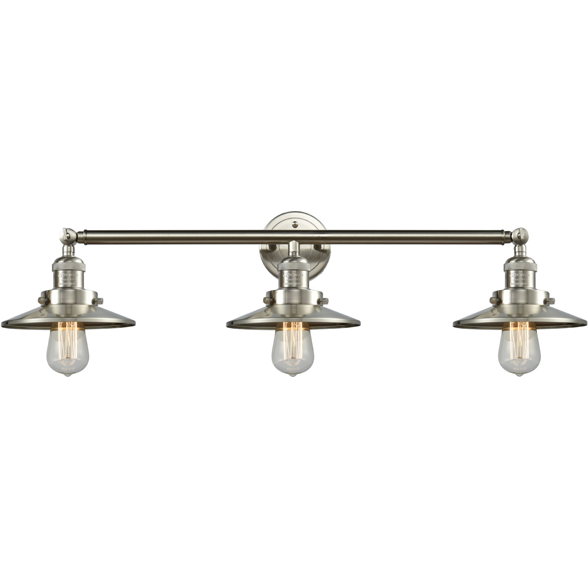 Franklin Restoration Railroad 3 Light 32 inch Brushed Satin Nickel Bath Vanity Light Wall Light, Franklin Restoration