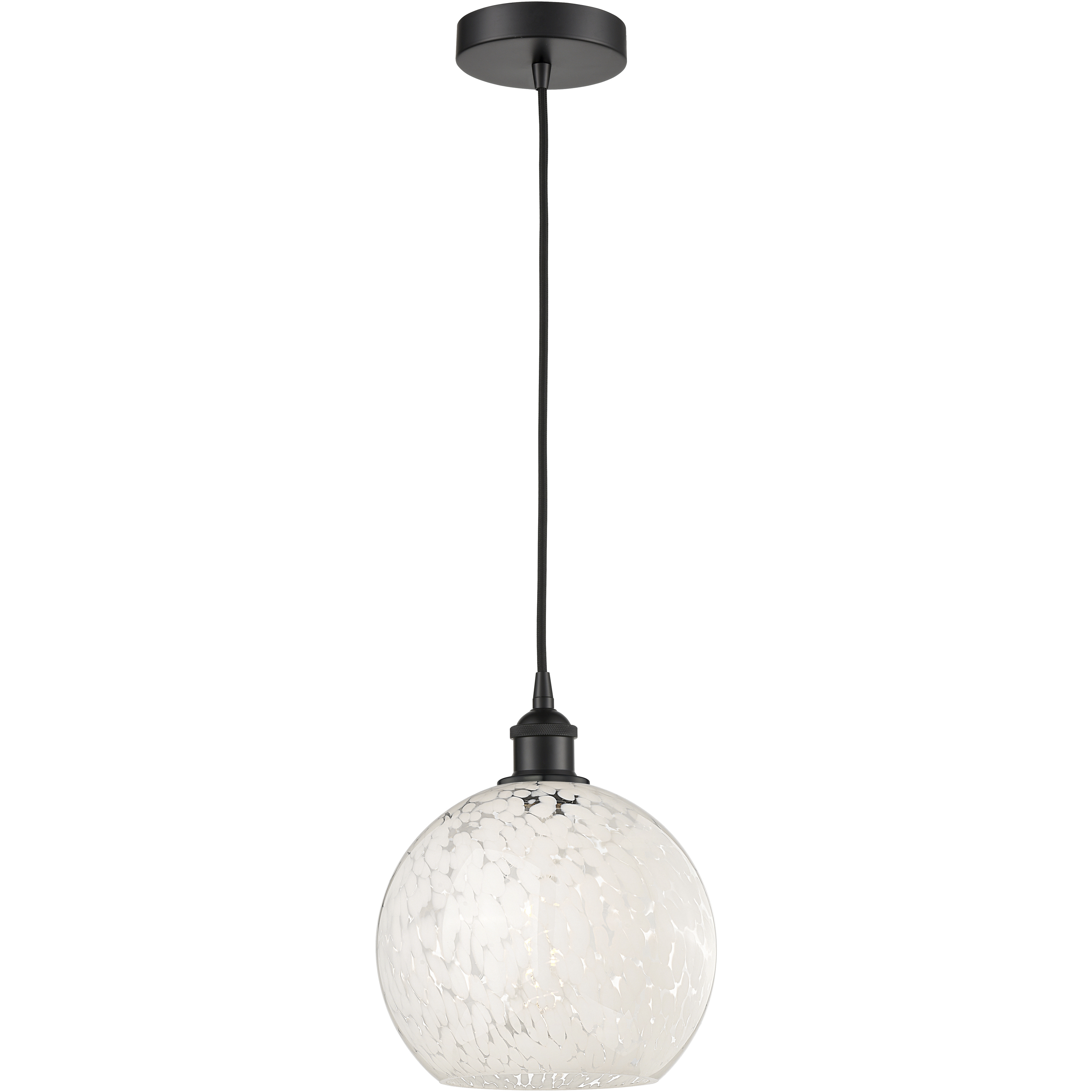 Edison White Mouchette 1 Light 10 inch Matte Black Cord Hung Mini Pendant Ceiling Light
