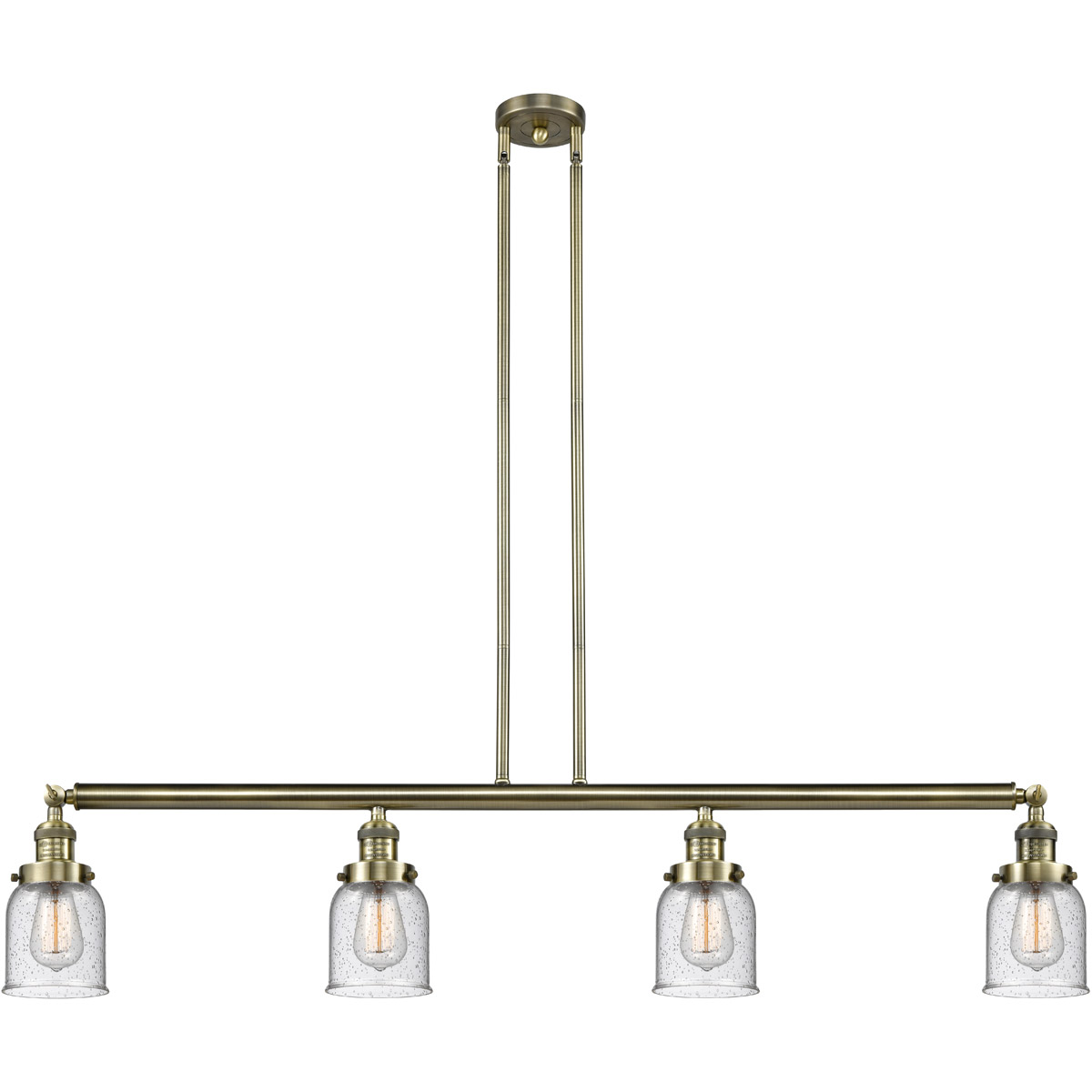 Franklin Restoration Small Bell LED 49.63 inch Antique Brass Island Light Ceiling Light in Seedy Glass, Franklin Restoration