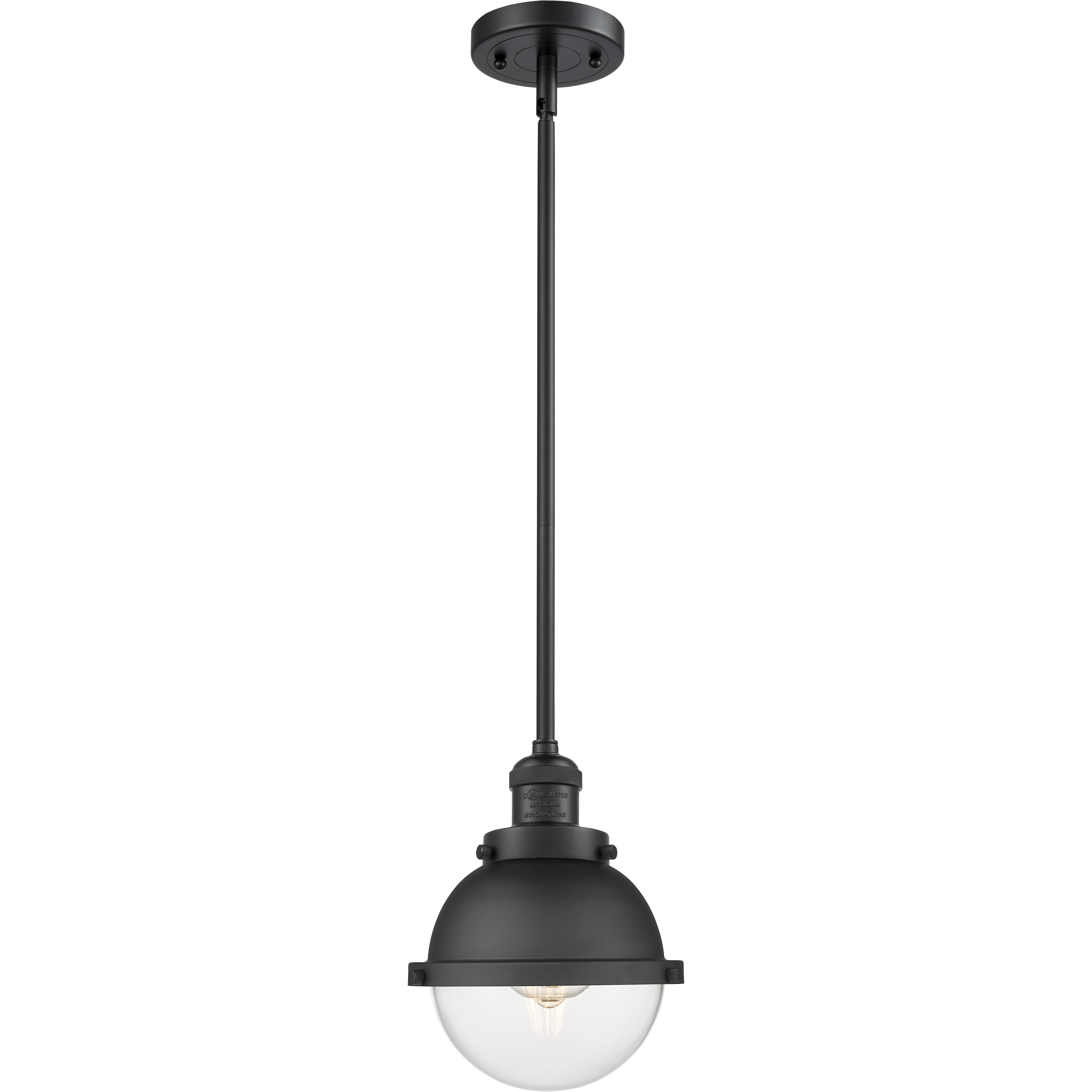 Franklin Restoration Hampden LED 7.25 inch Matte Black Mini Pendant Ceiling Light in Clear Glass