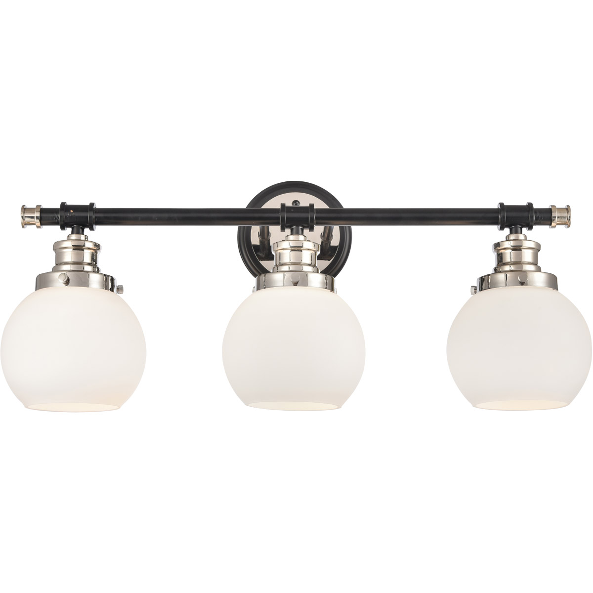Saybrook 3 Light 24.25 inch Black Polished Nickel Bath Vanity Light Wall Light in Matte White Glass