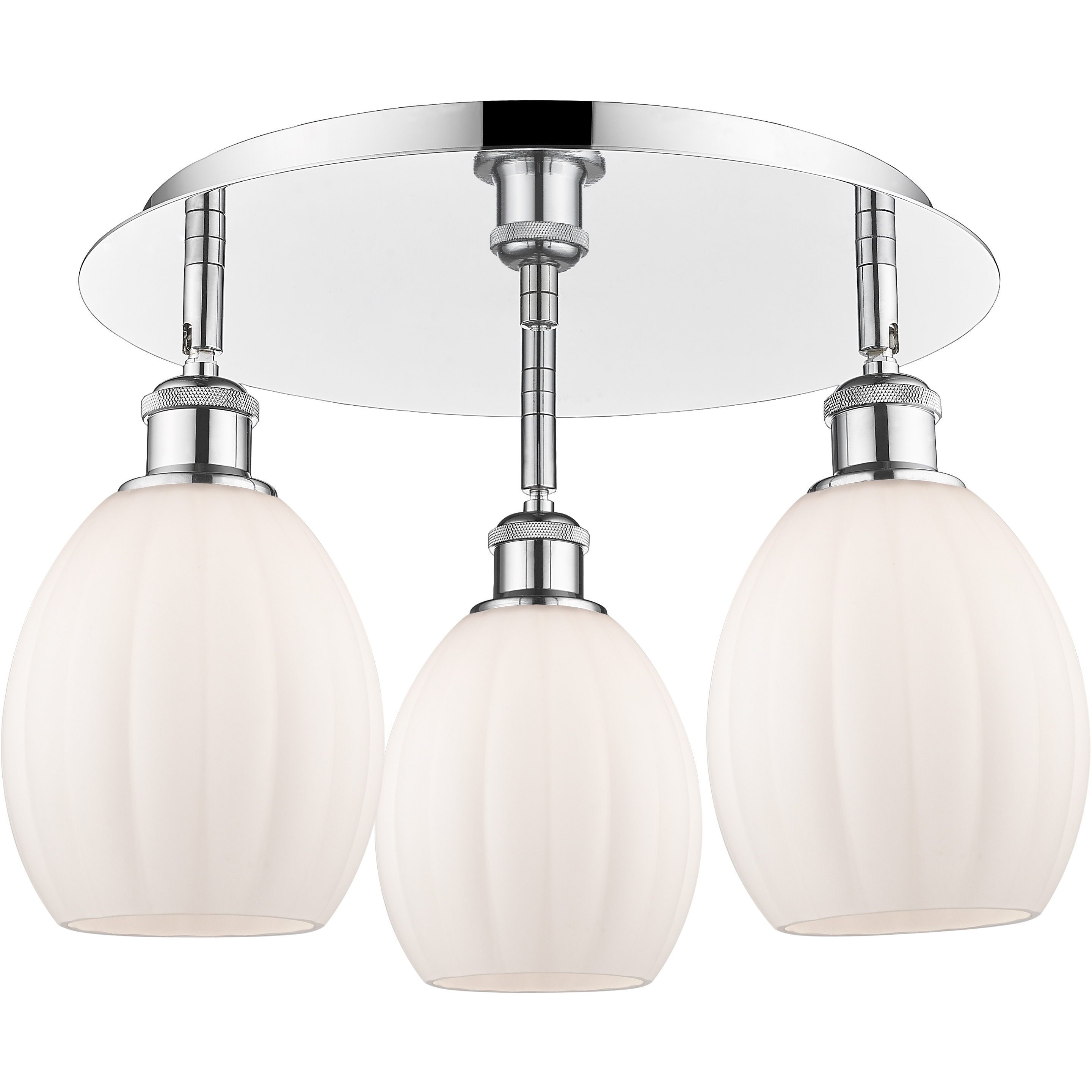 Eaton 3 Light 17.25 inch Polished Chrome Flush Mount Ceiling Light in Matte White