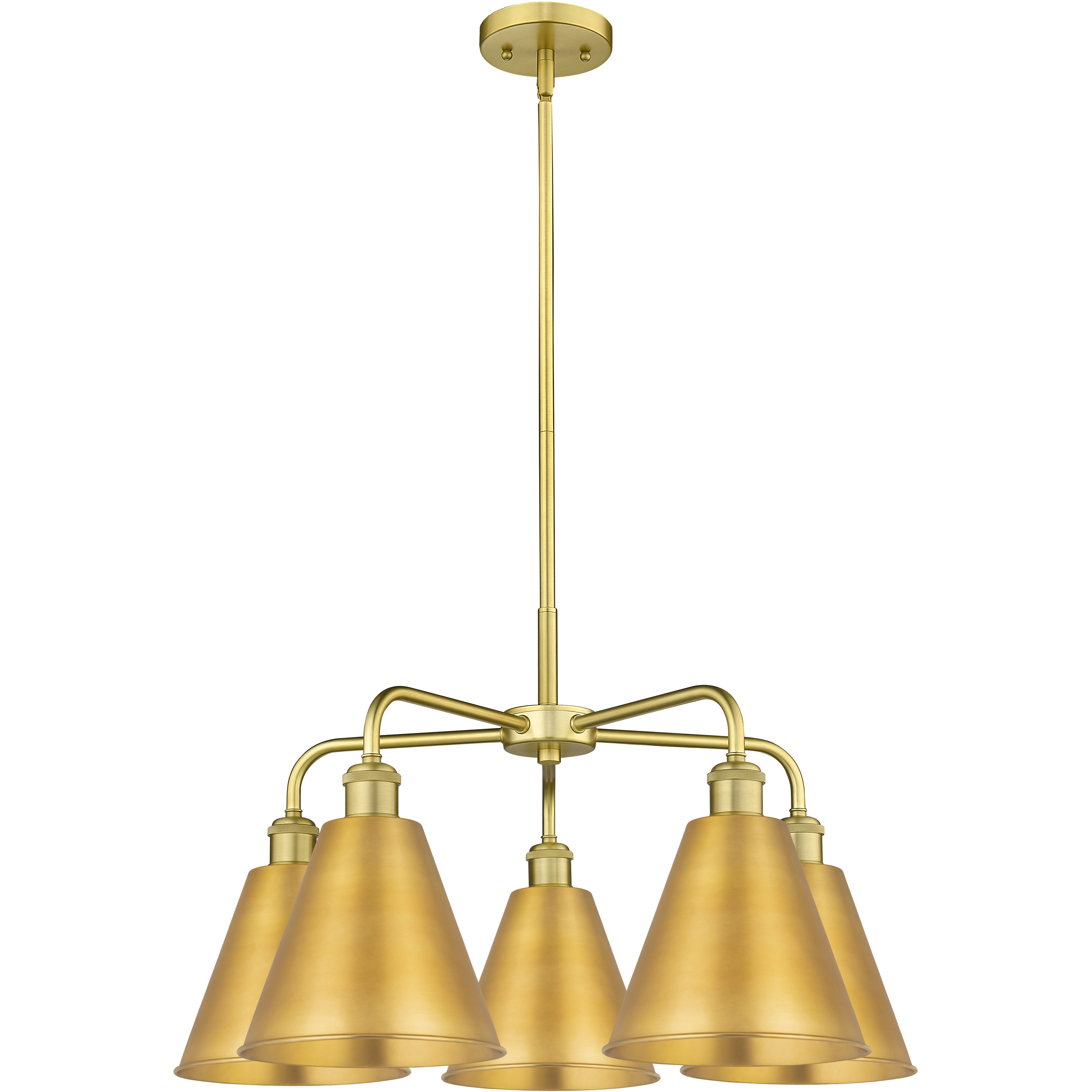 Ballston Cone 5 Light 26 inch Satin Gold Chandelier Ceiling Light