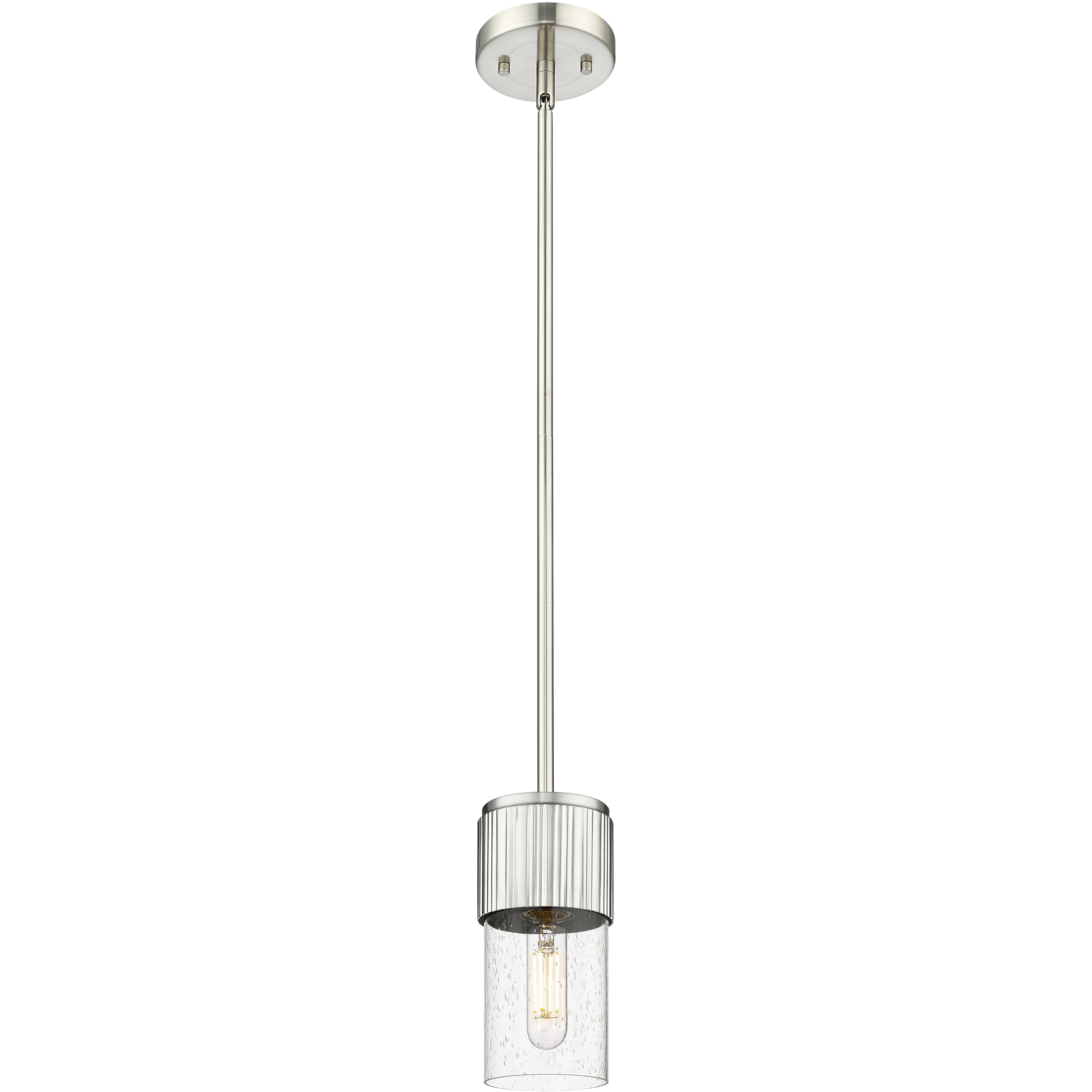 Bolivar 1 Light 4 inch Satin Nickel Pendant Ceiling Light in Seedy Glass